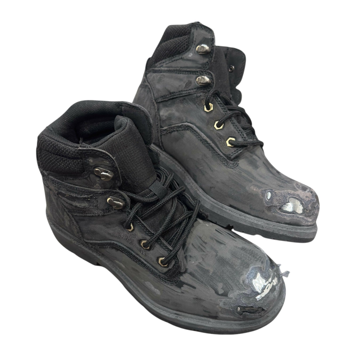 distressed steel toe boots