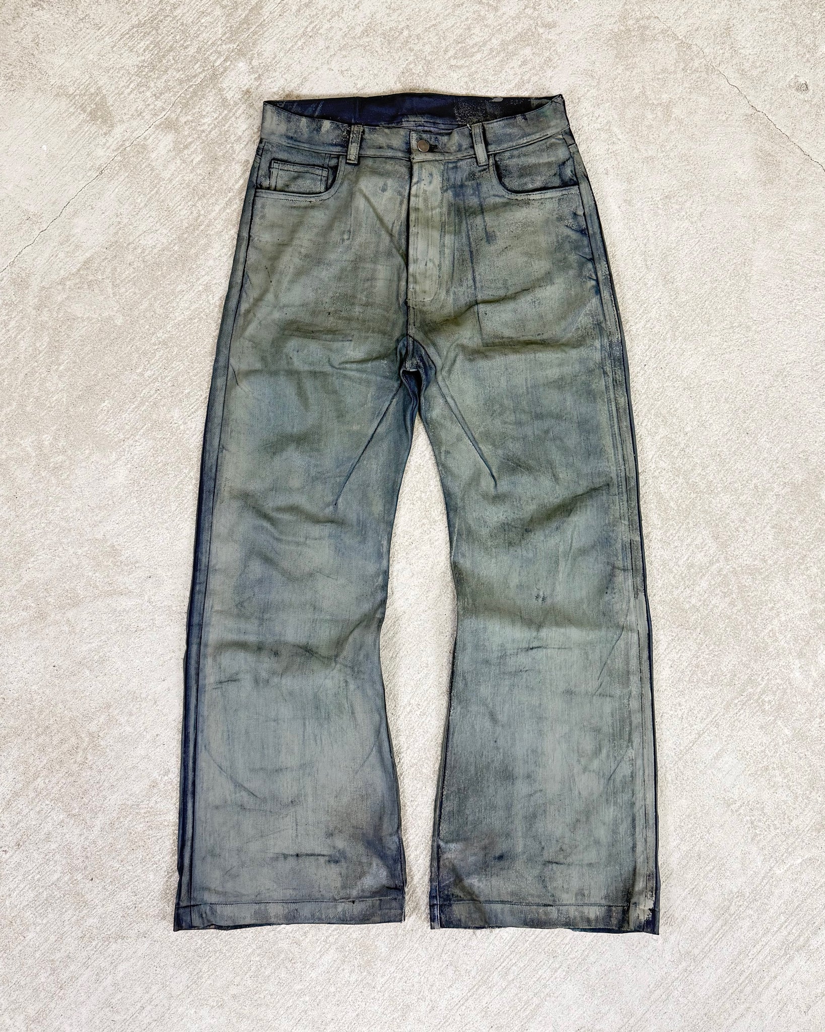 Oil Spill Tan Waxed Jeans