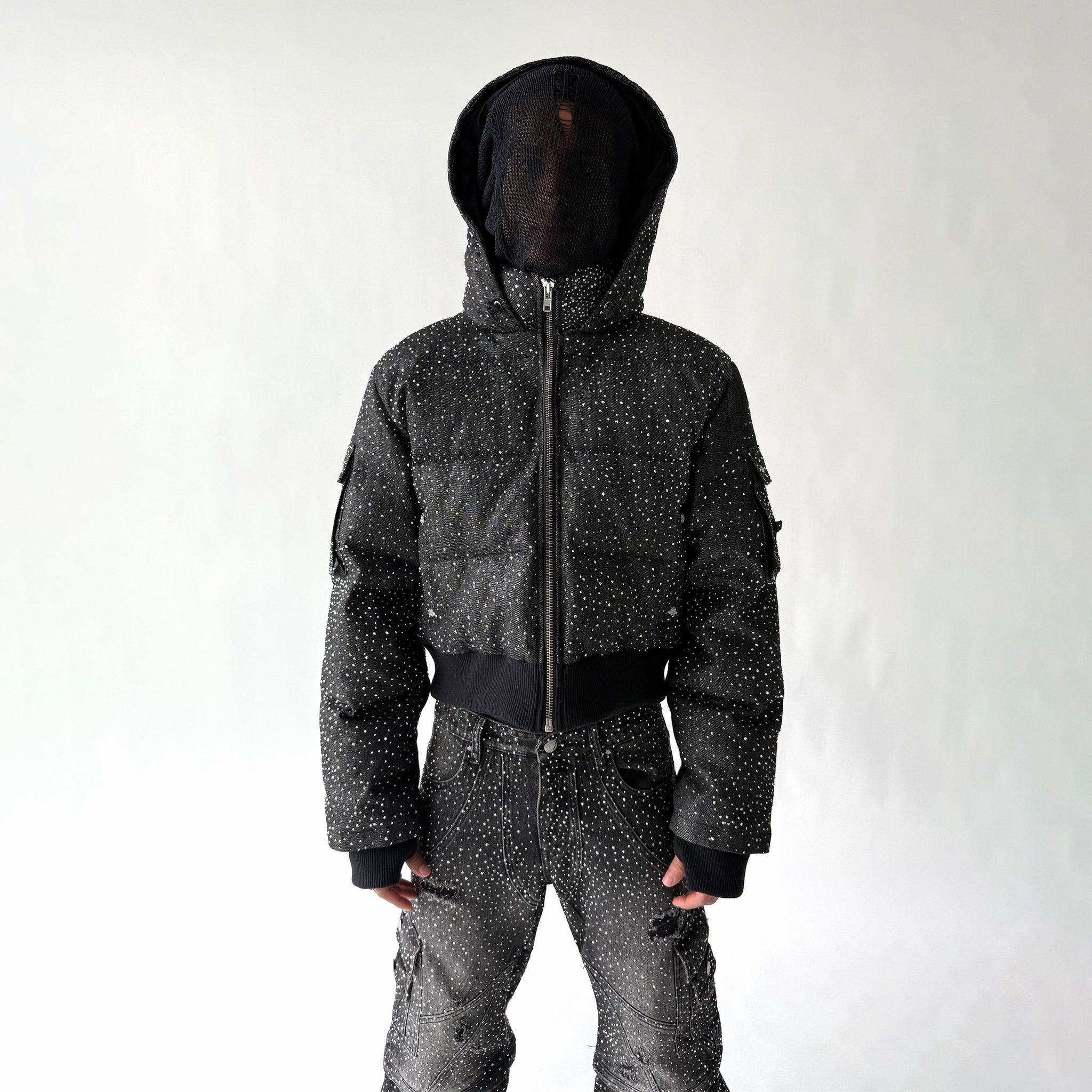 "DRKCRYSTL" DENIM PUFFER