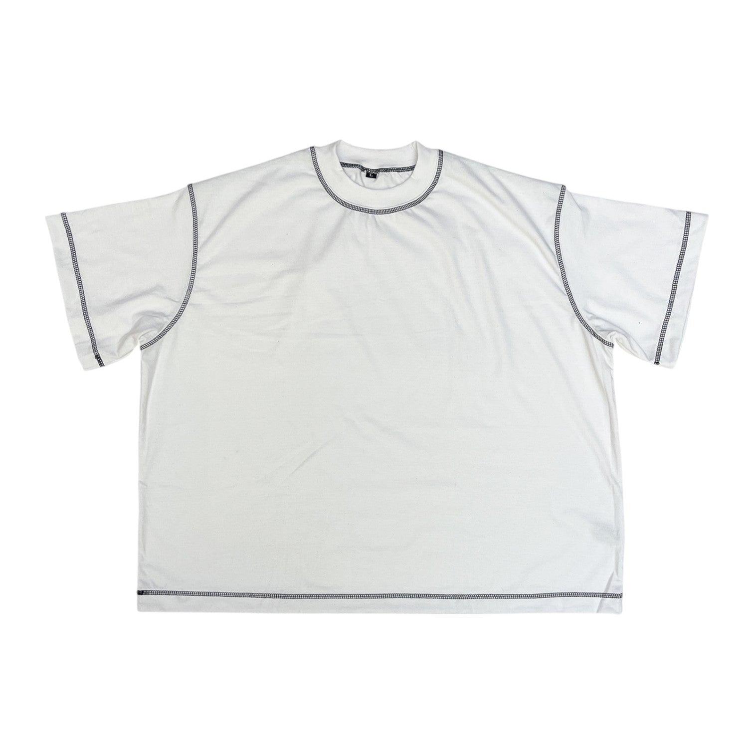 CONTRAST STITCH TEE, WHITE