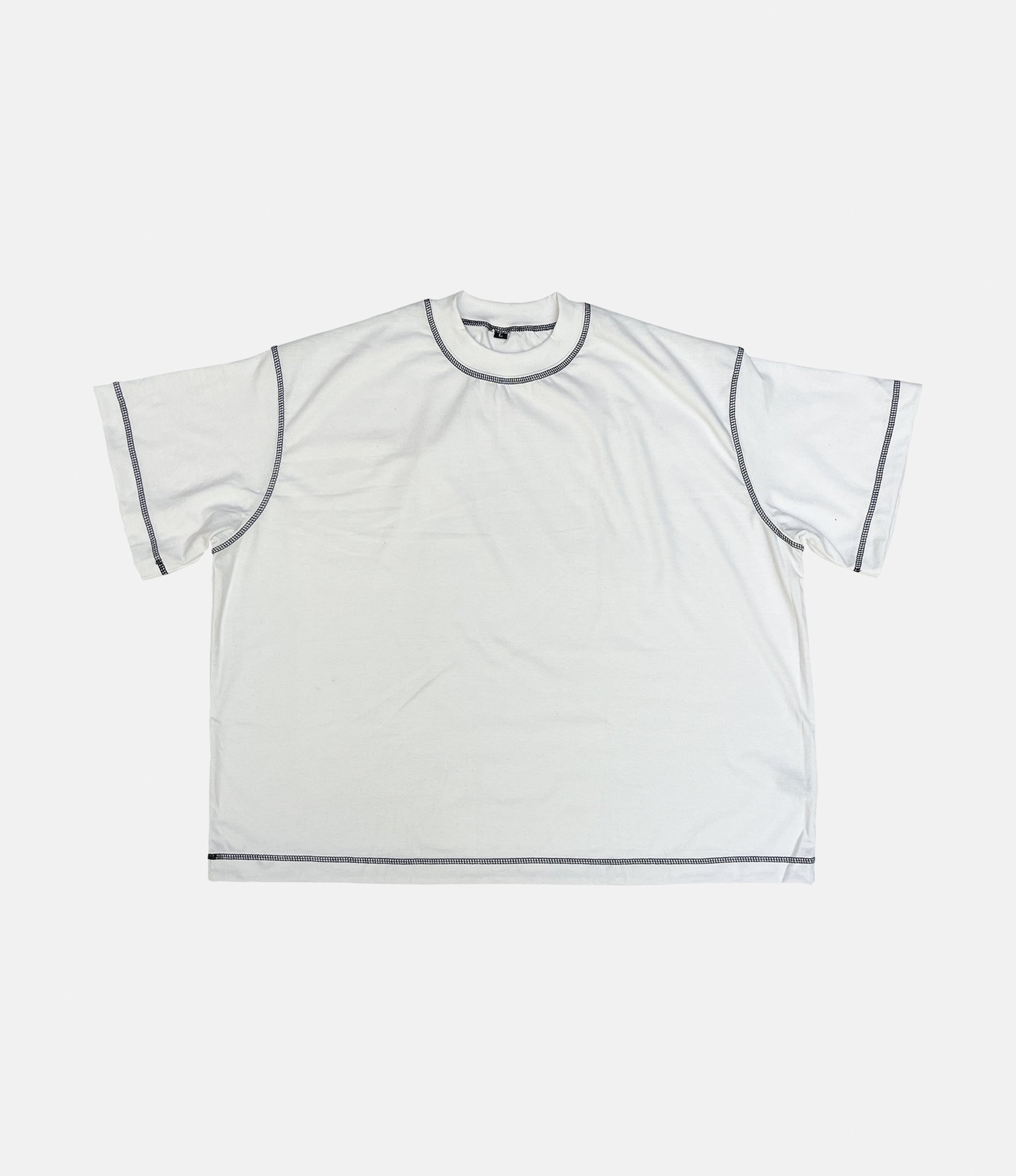 CONTRAST STITCH TEE, WHITE