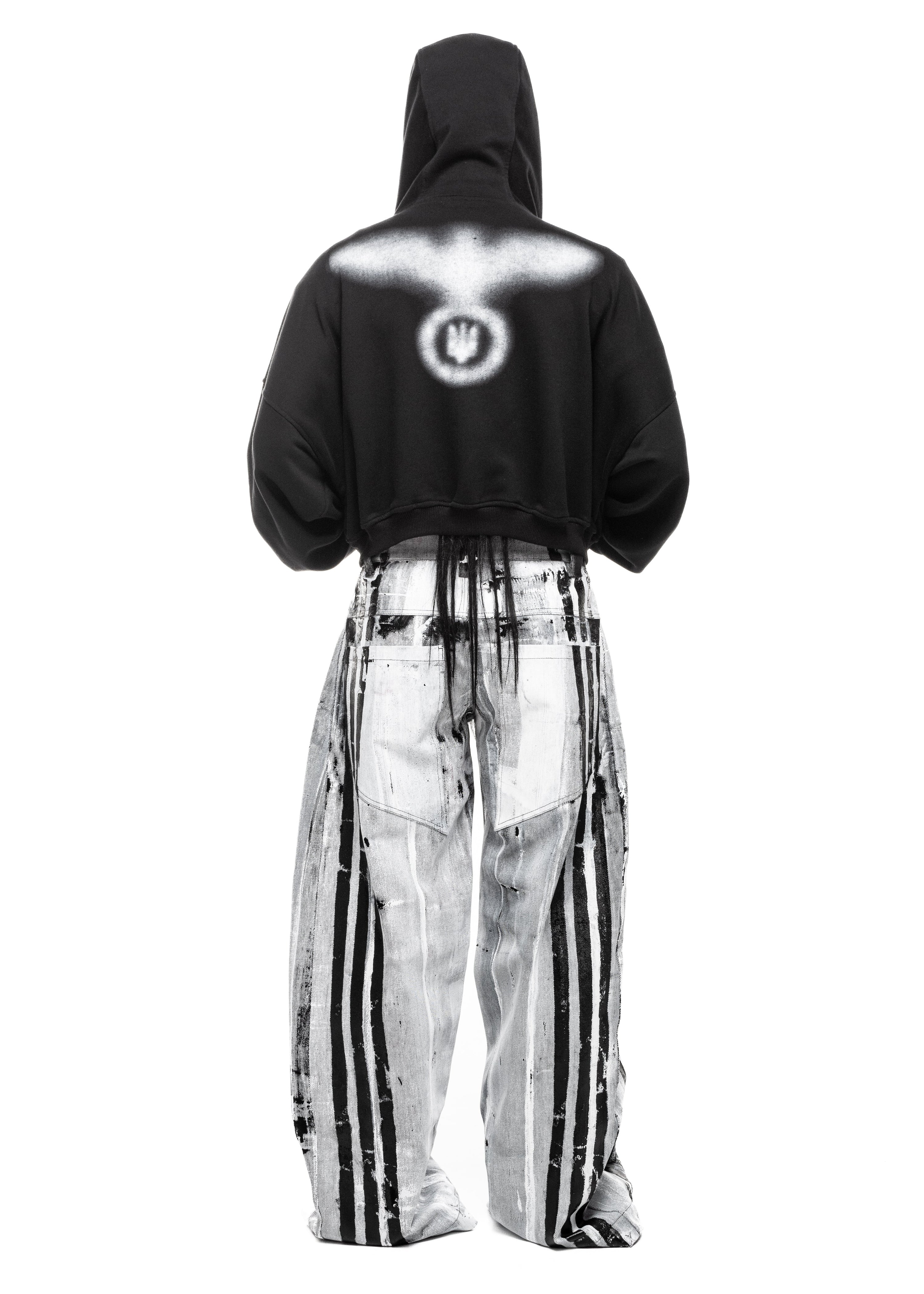 STRIPES WAXED WHITE JEANS