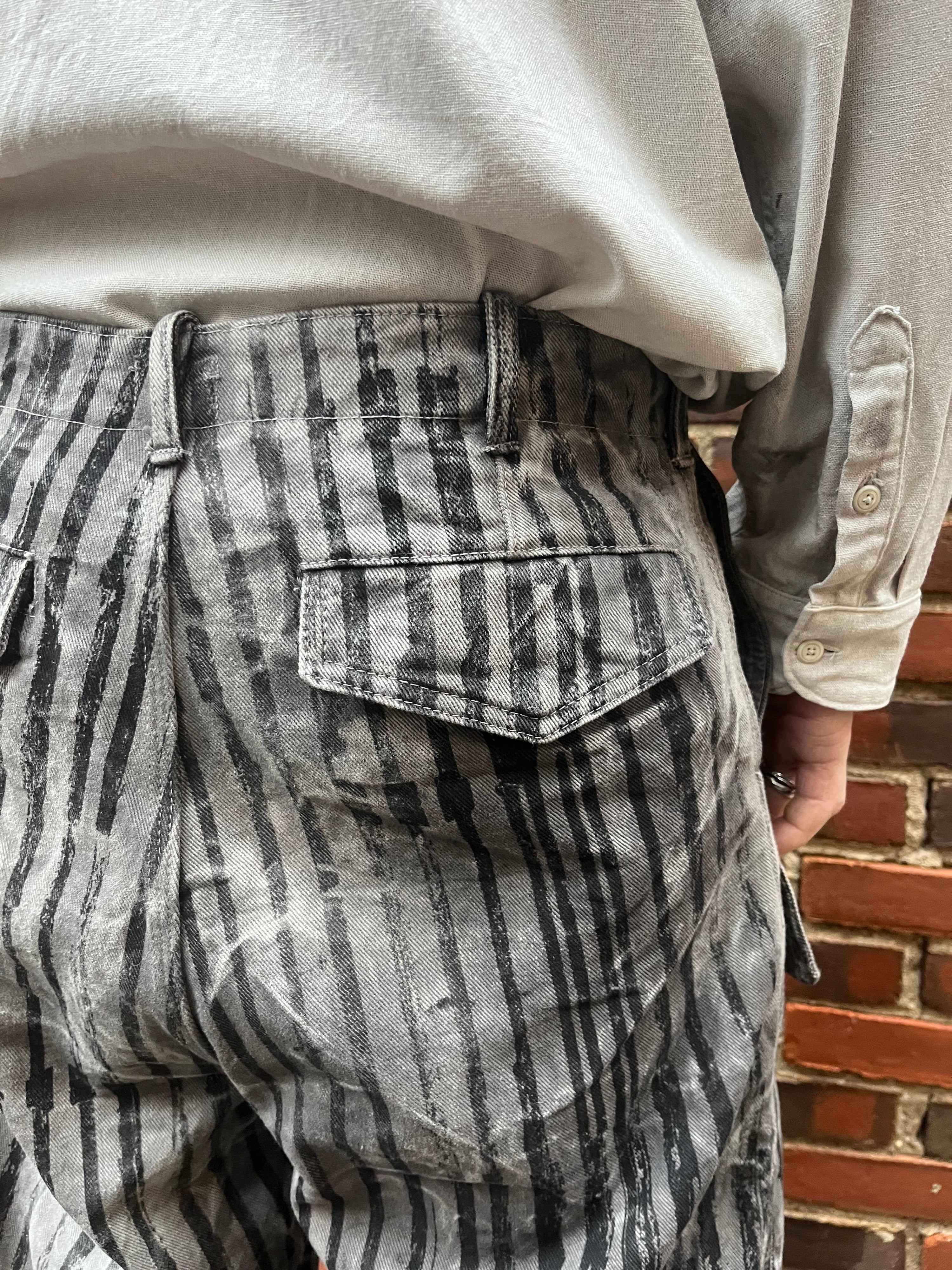 Utility Thwocket Pants - Acorn + Rust Dyed Stripe Denim