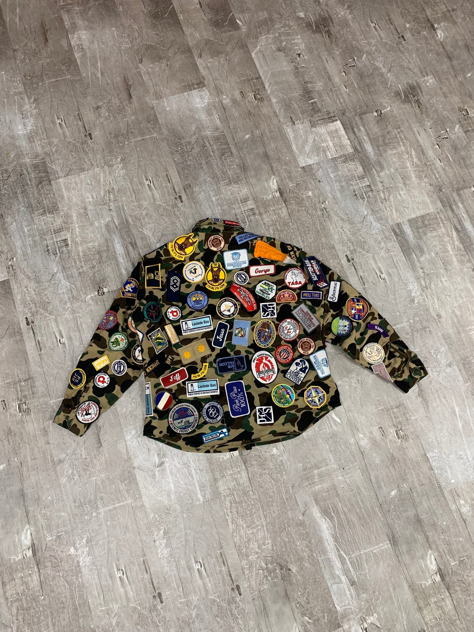 Patched Camo Button Up Shirt - XL
