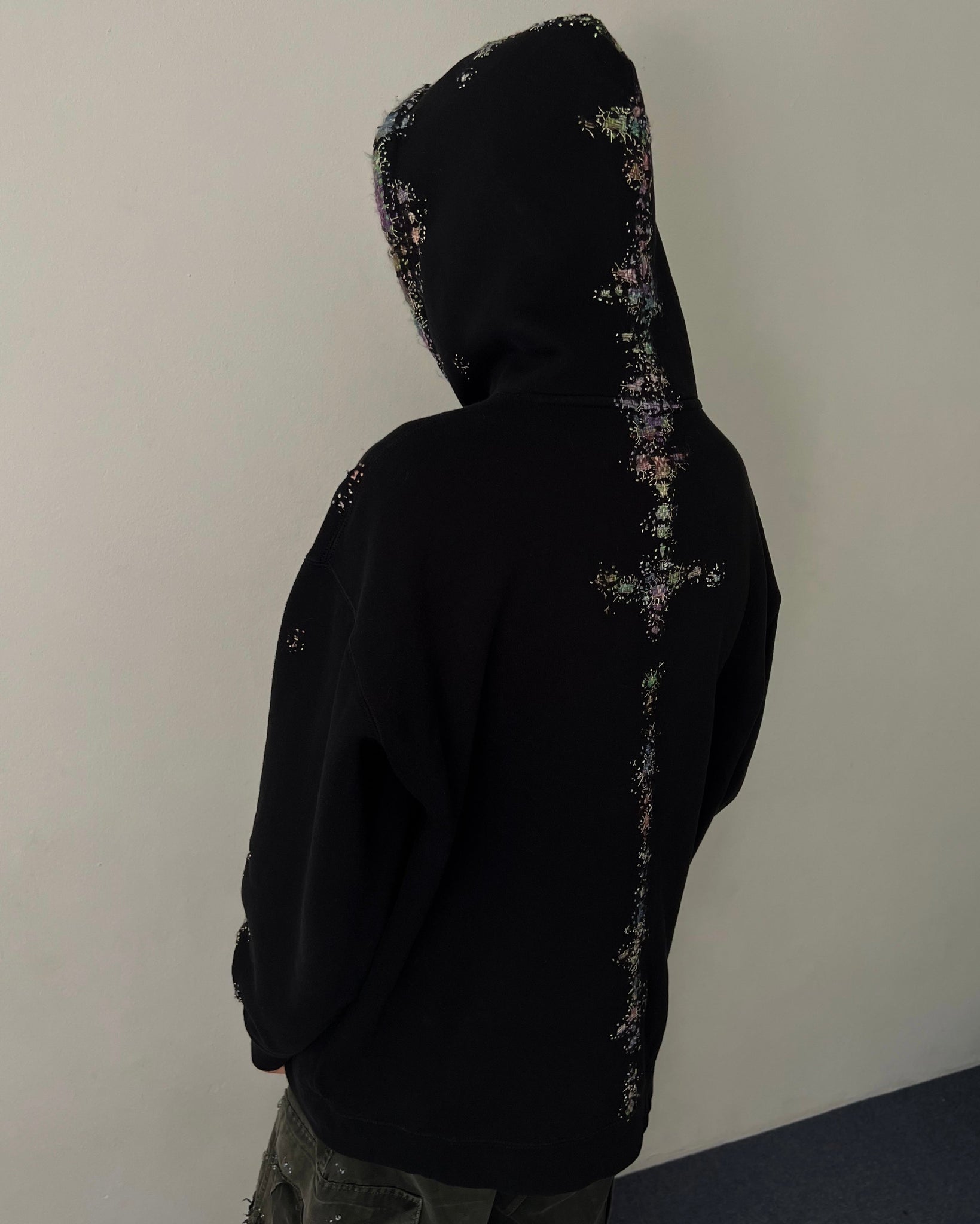 """Embroidered Black Hoodie