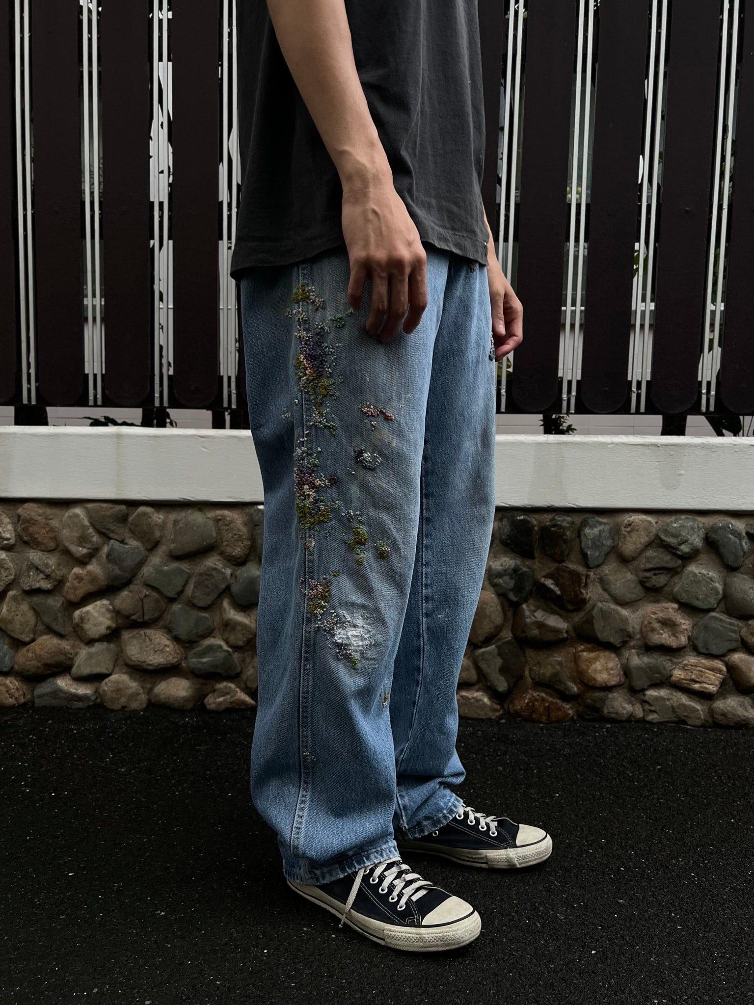 " Embroidered Dot work pants