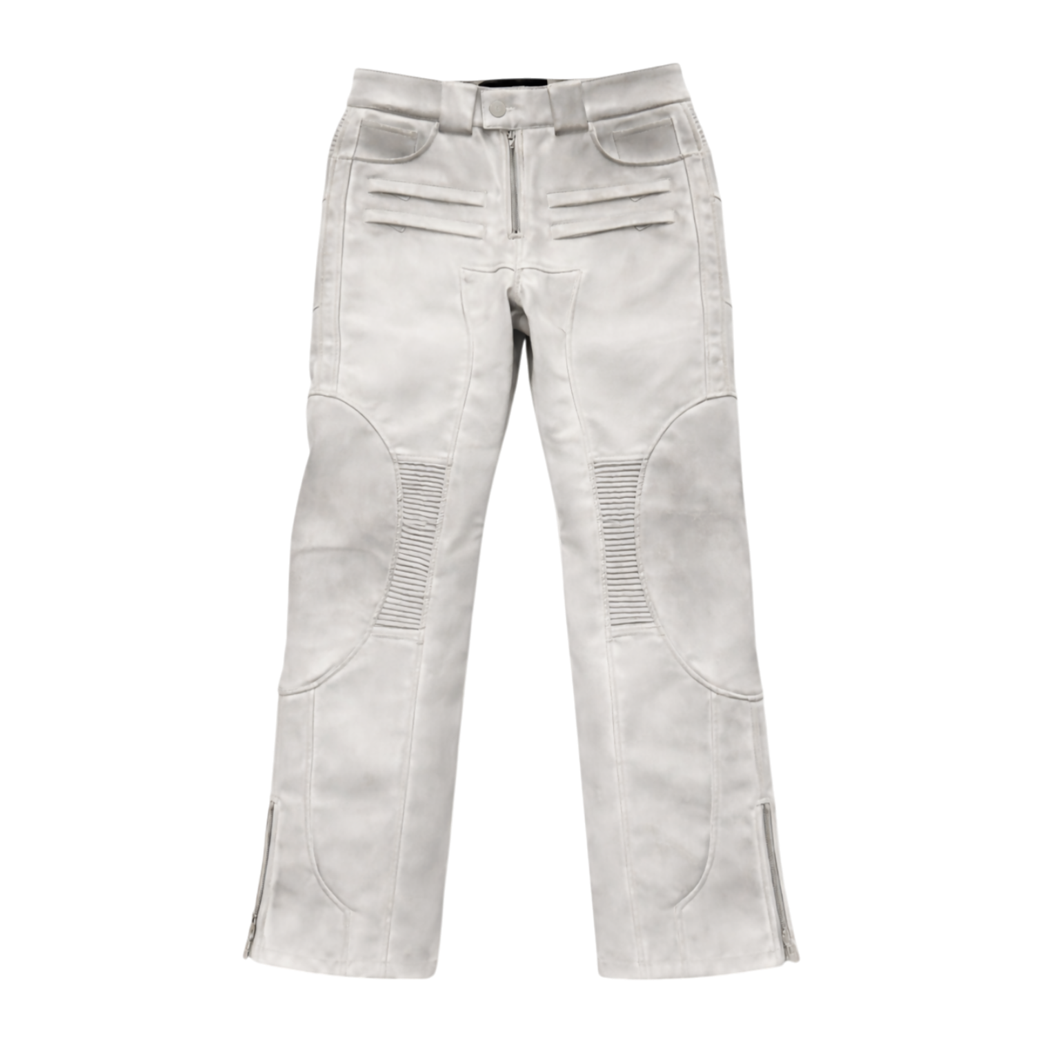 Dirt-White Leather Motopant