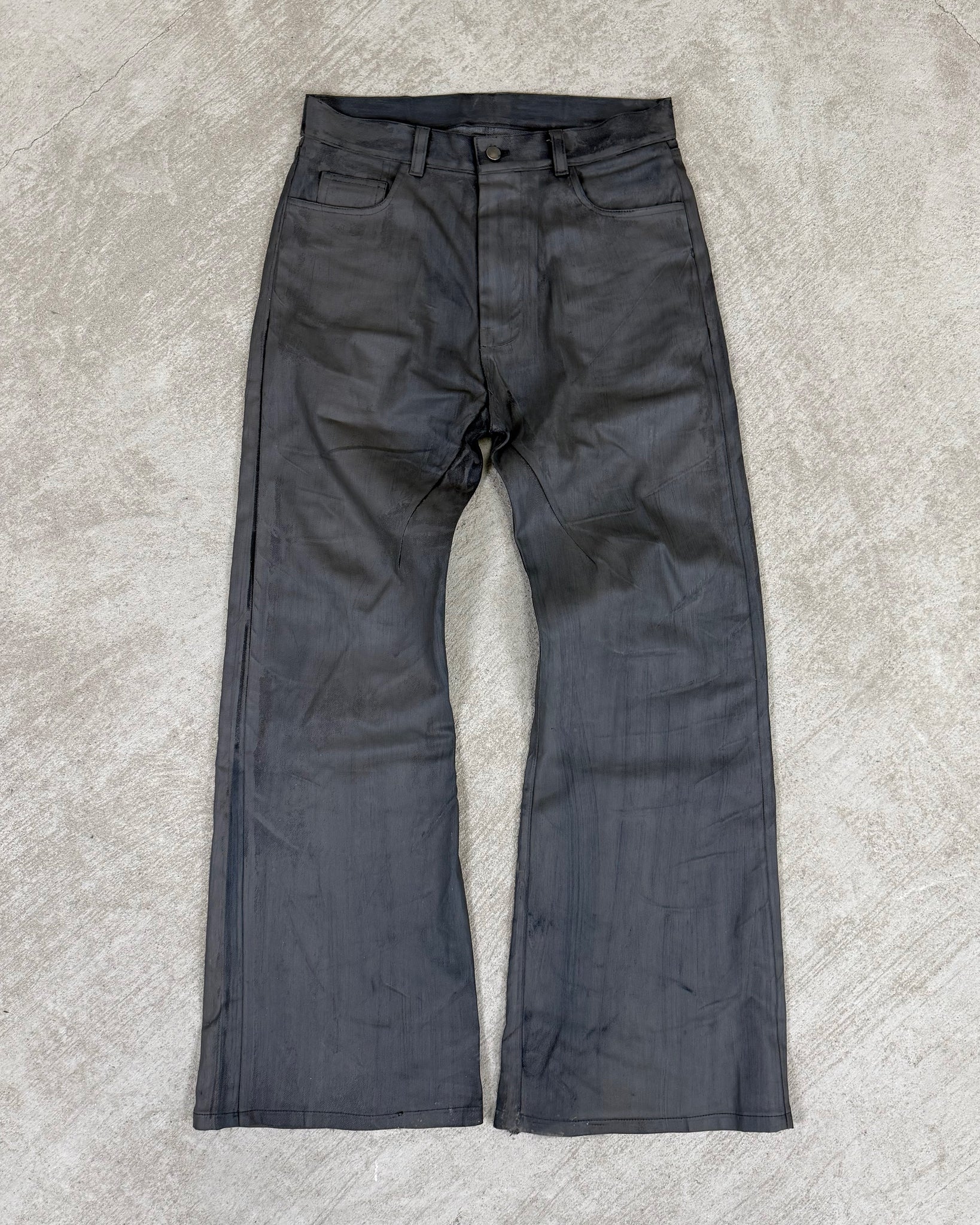 Oil Spill Grey Waxed Jeans