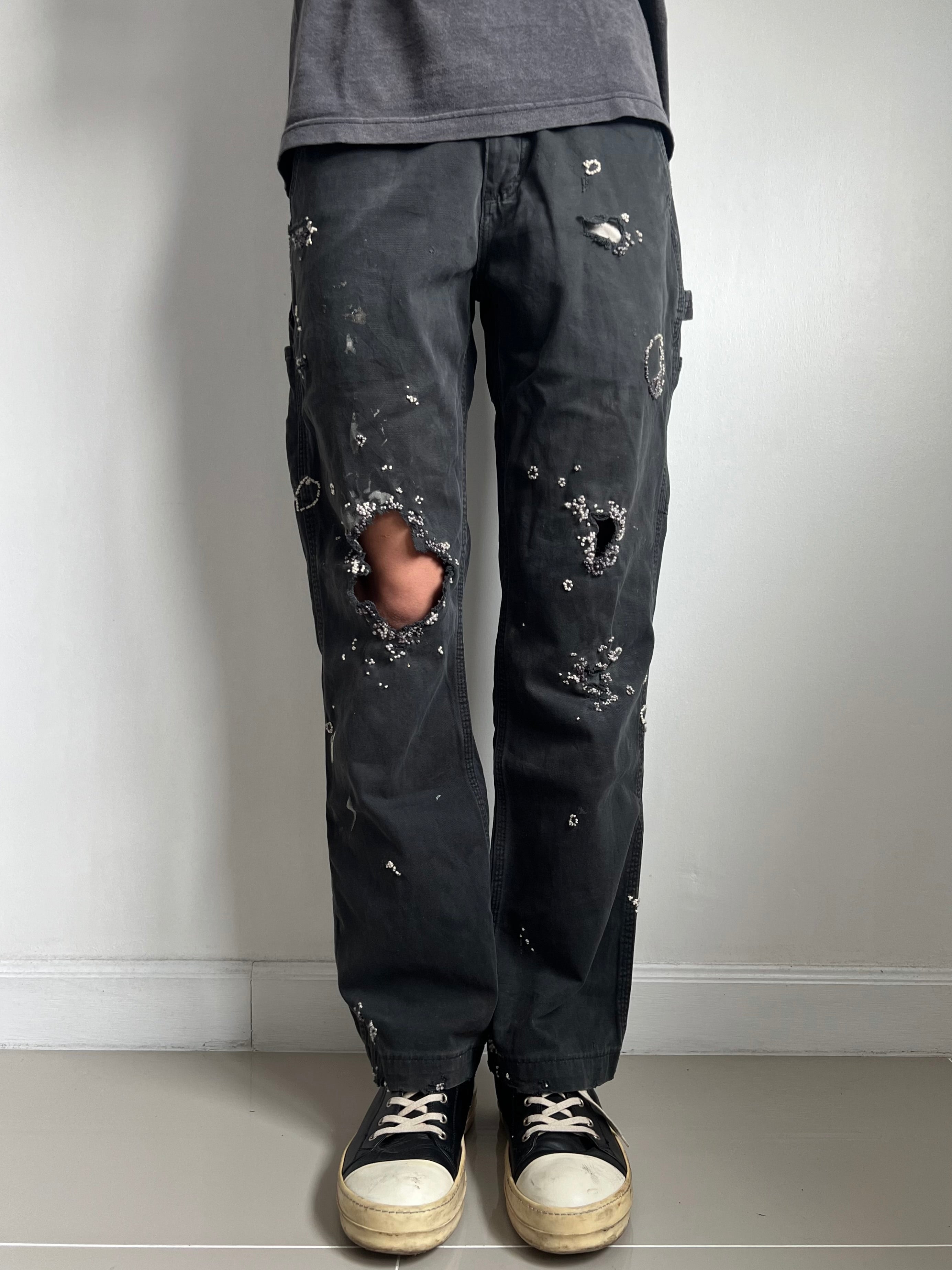 """Embroidered' Dot work pants