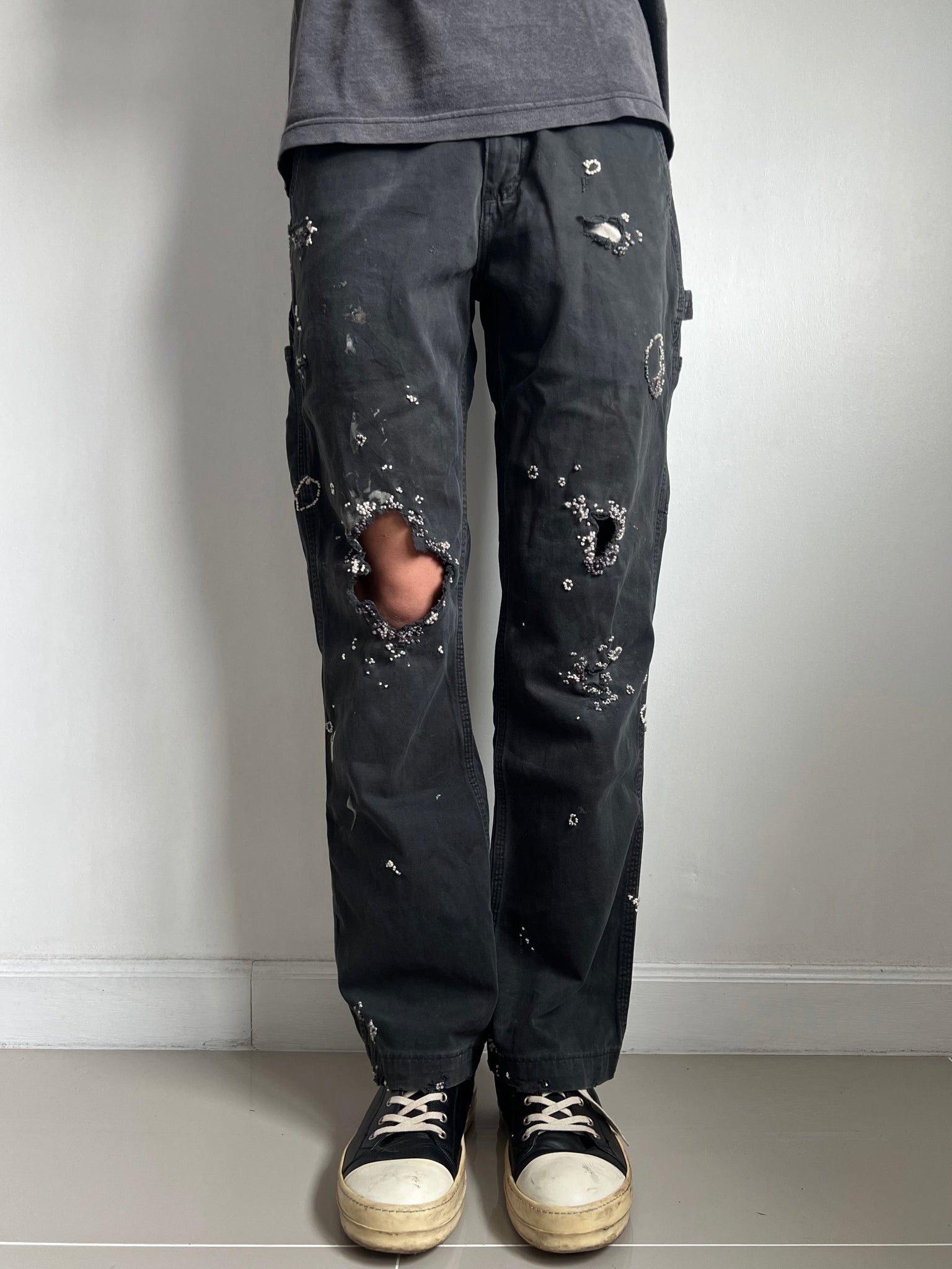 """Embroidered' Dot work pants