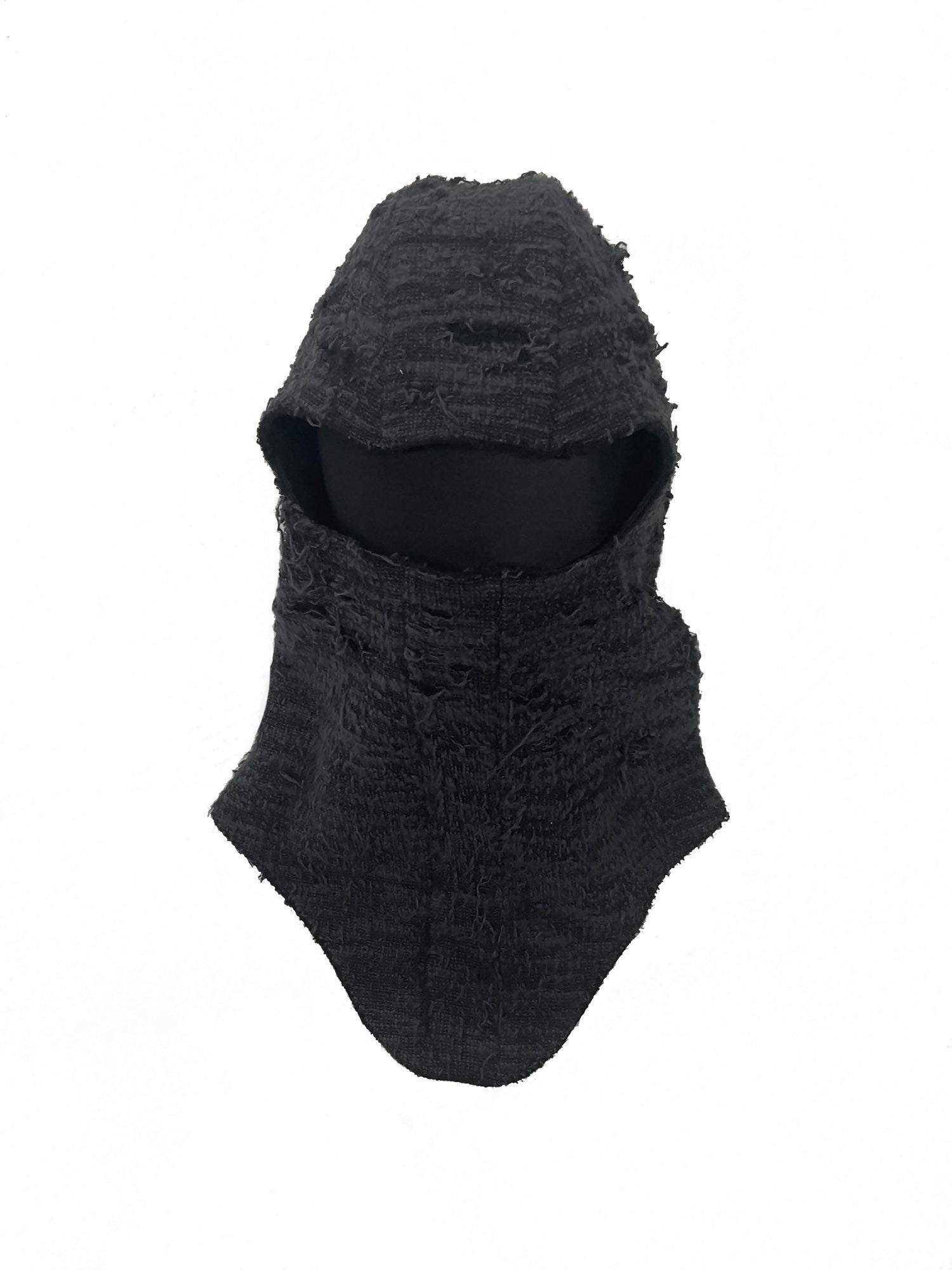【PRE-ORDER】DISTRESSED FABRIC BALACLAVA / BLACK