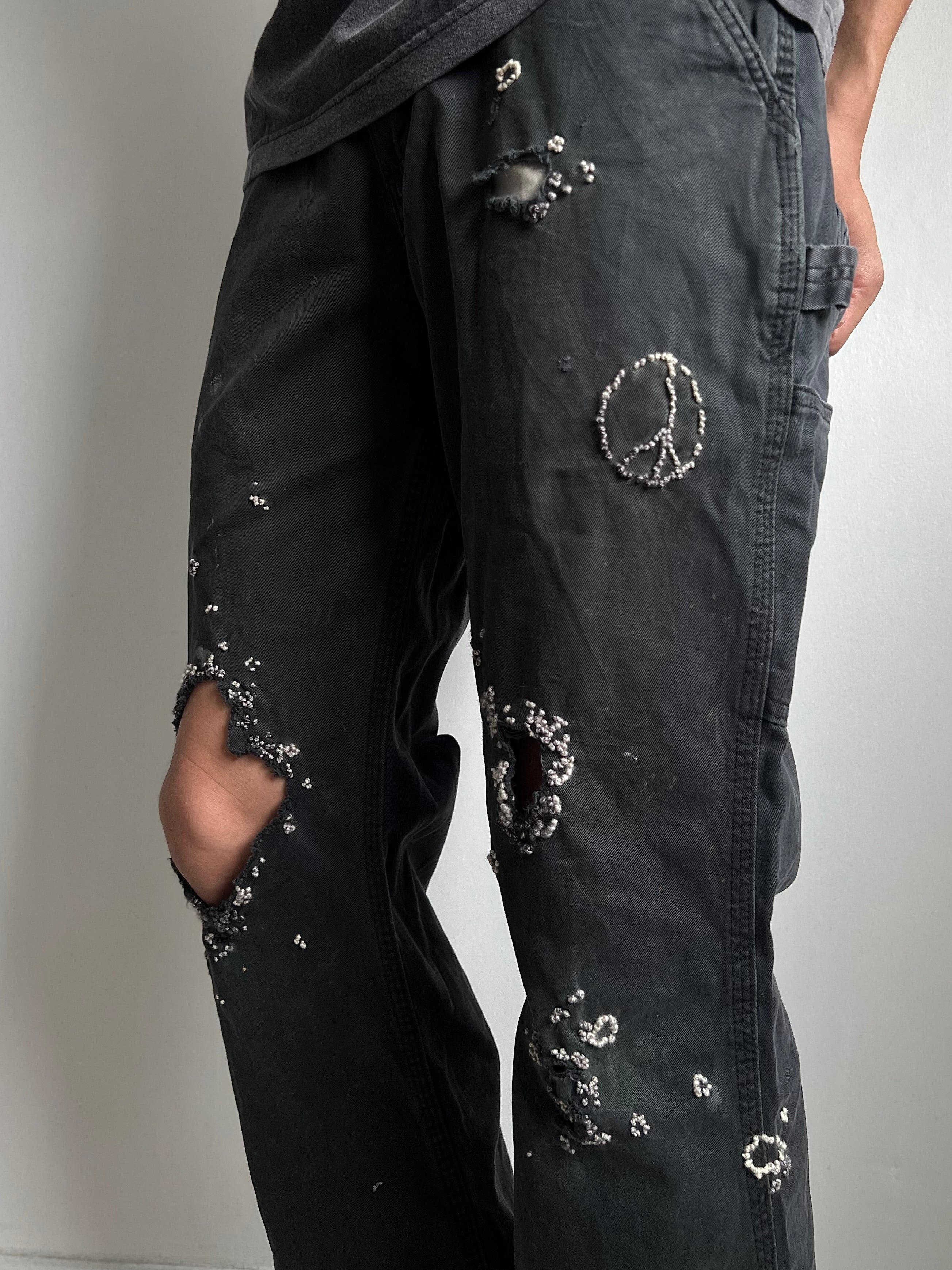 """Embroidered' Dot work pants