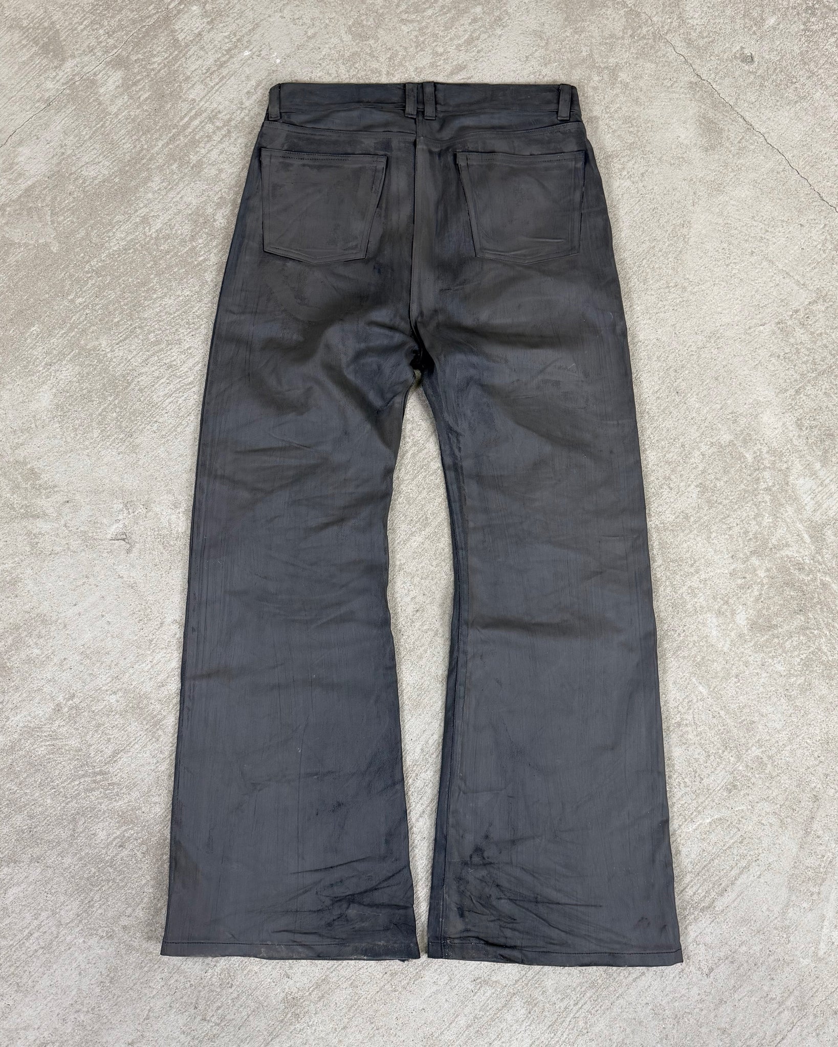 Oil Spill Grey Waxed Jeans