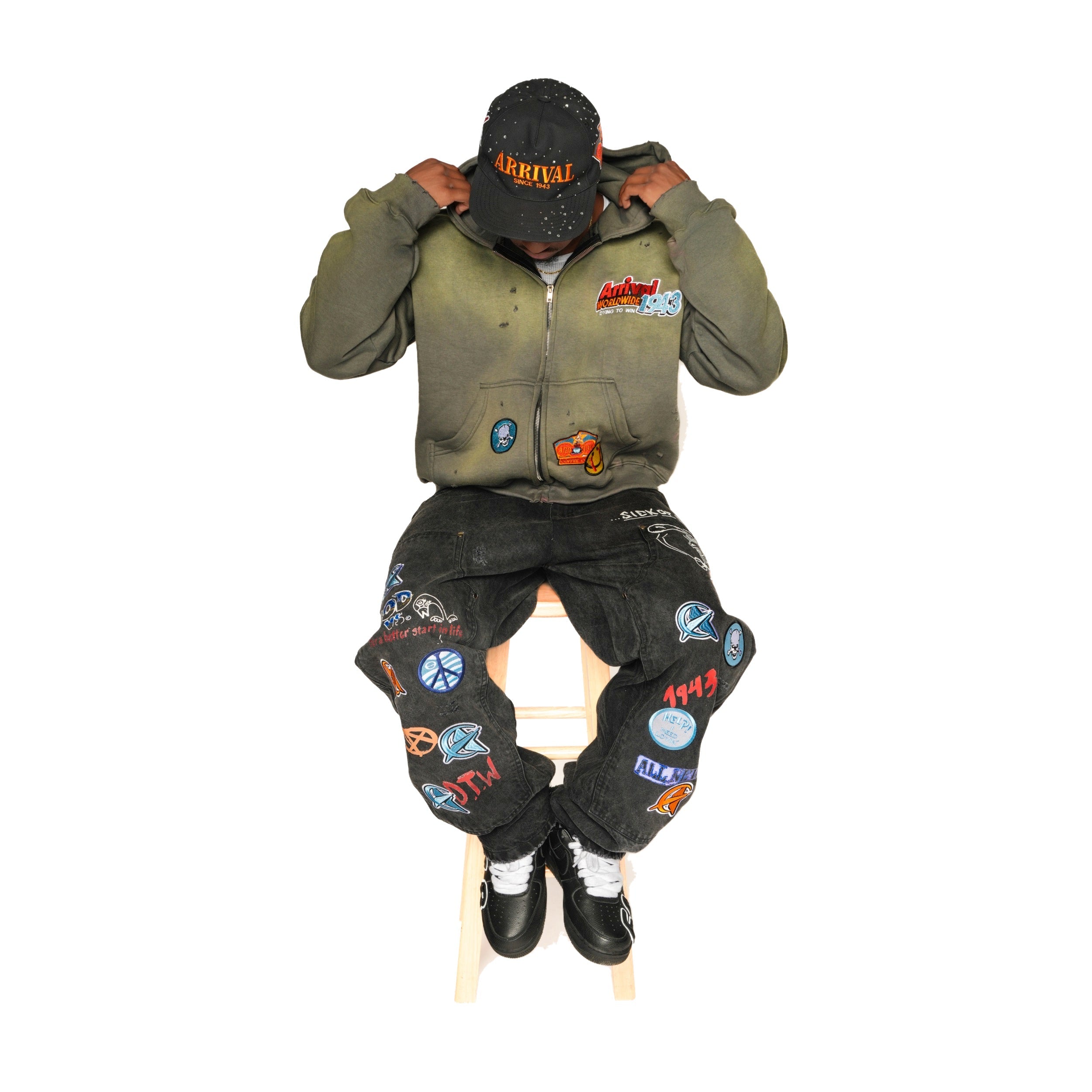 PATCHWORK DESTROYED ZIP UP