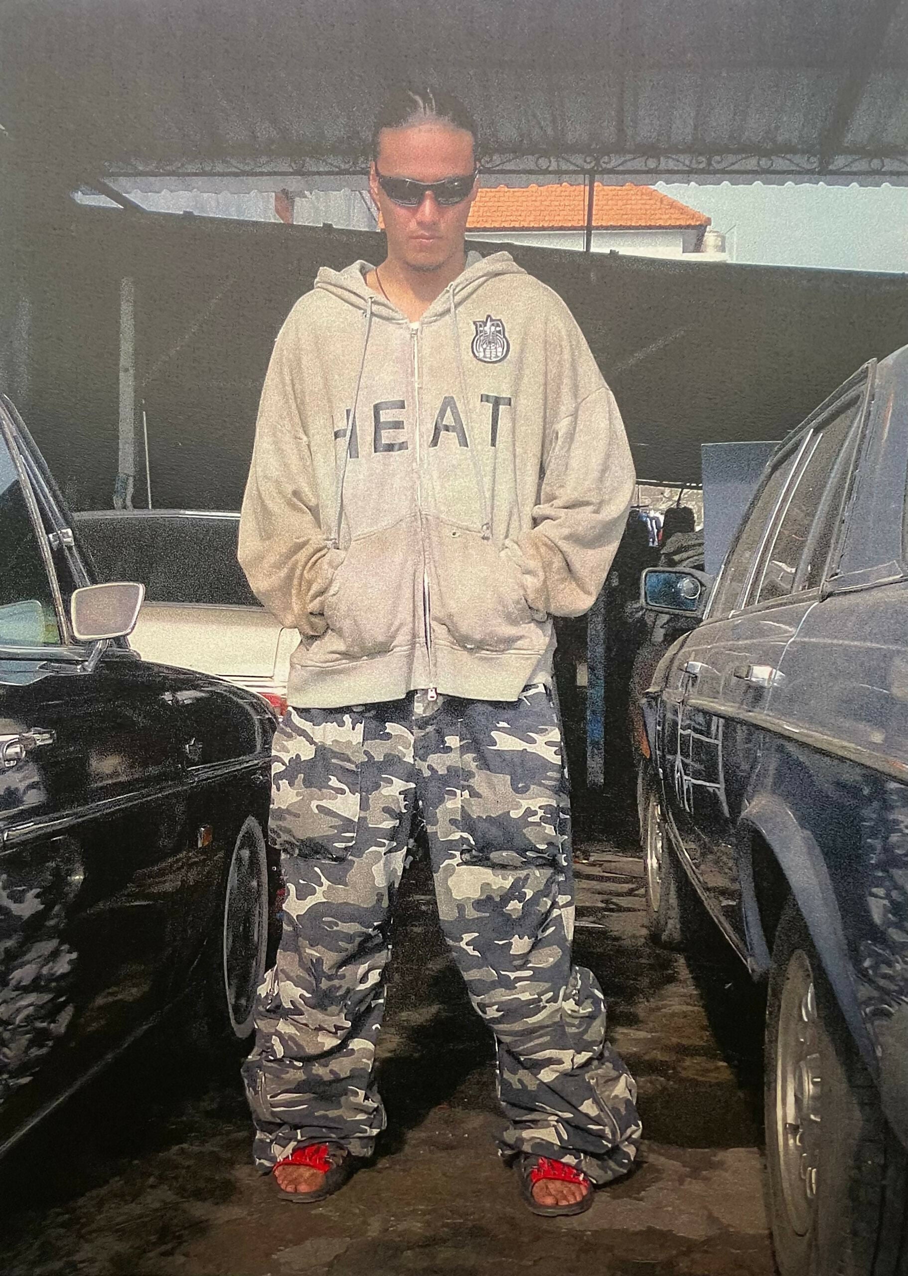 'HEAT' Distressed Zip Hoodie