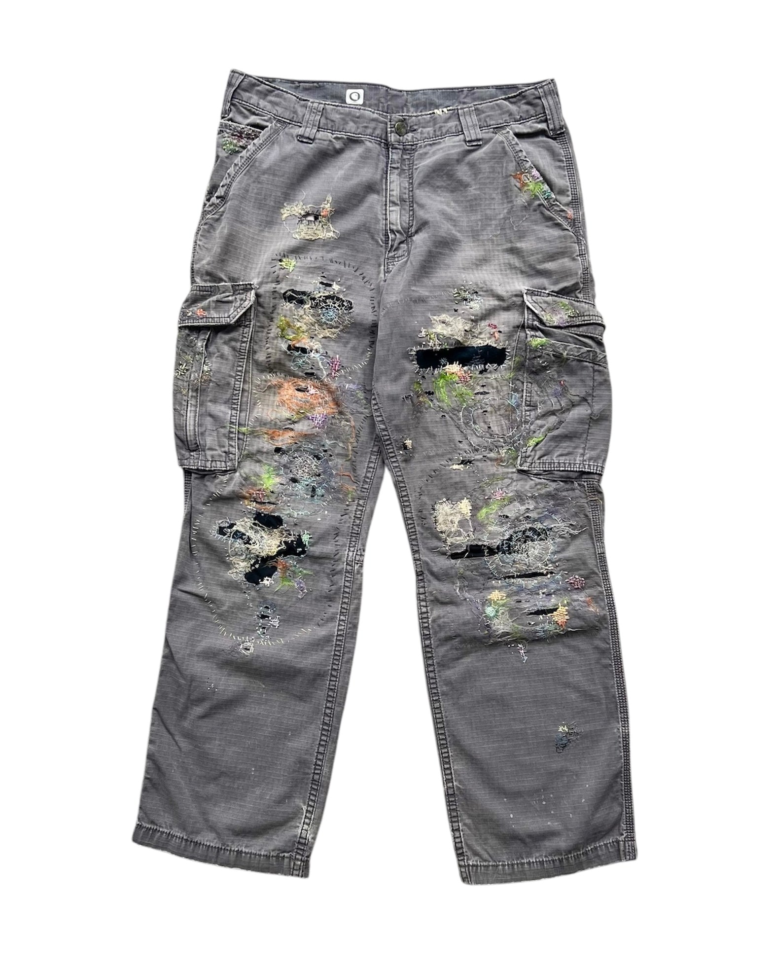"""Embroidered Grey Work Pants