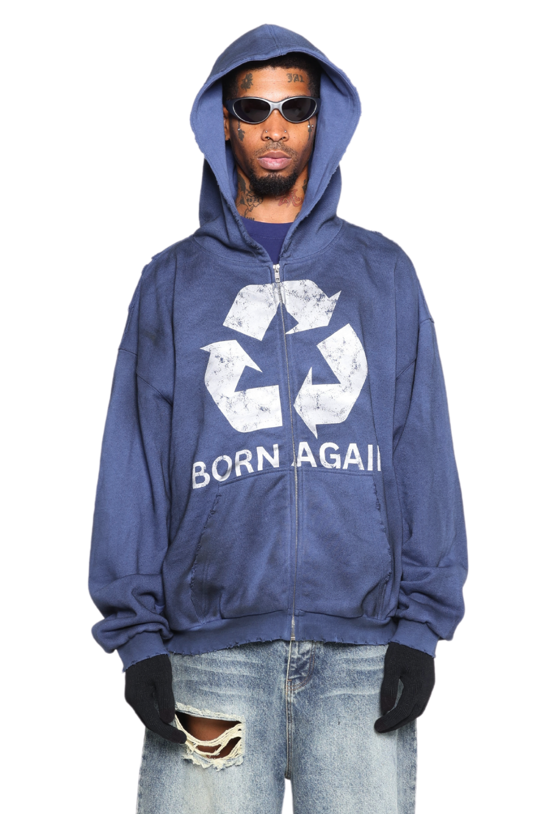 BORN AGAIN HOODIE - BLUE