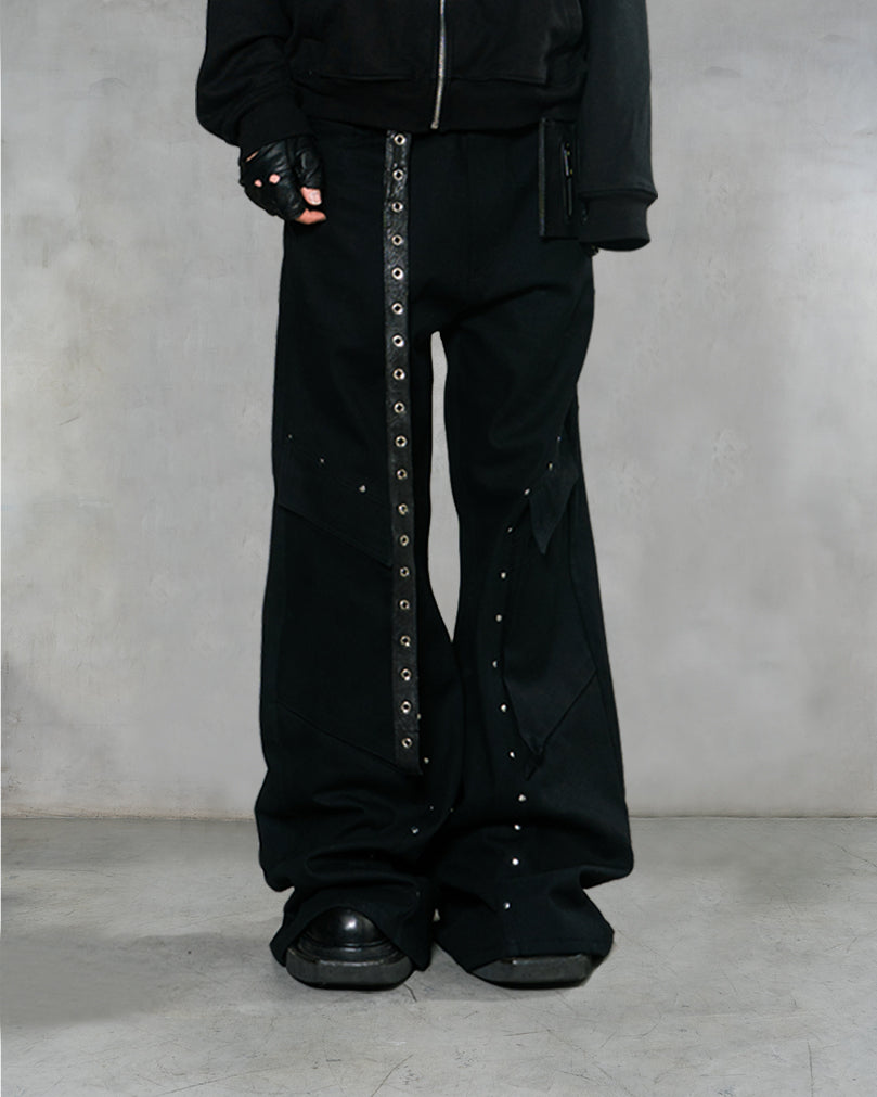 Studded Black Denim Cargos