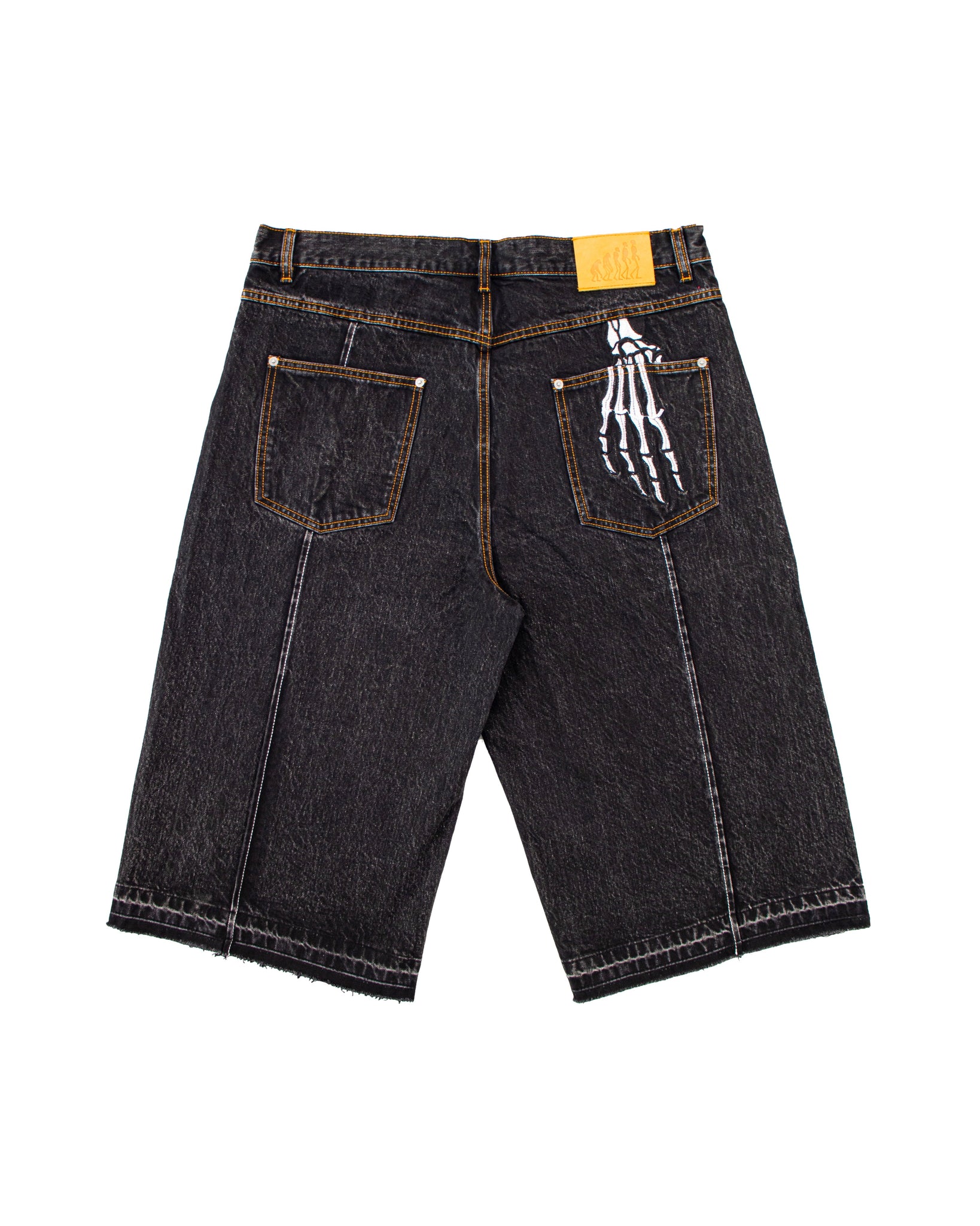 SELVEDGE DENIM SHORTS IN WASHED BLACK