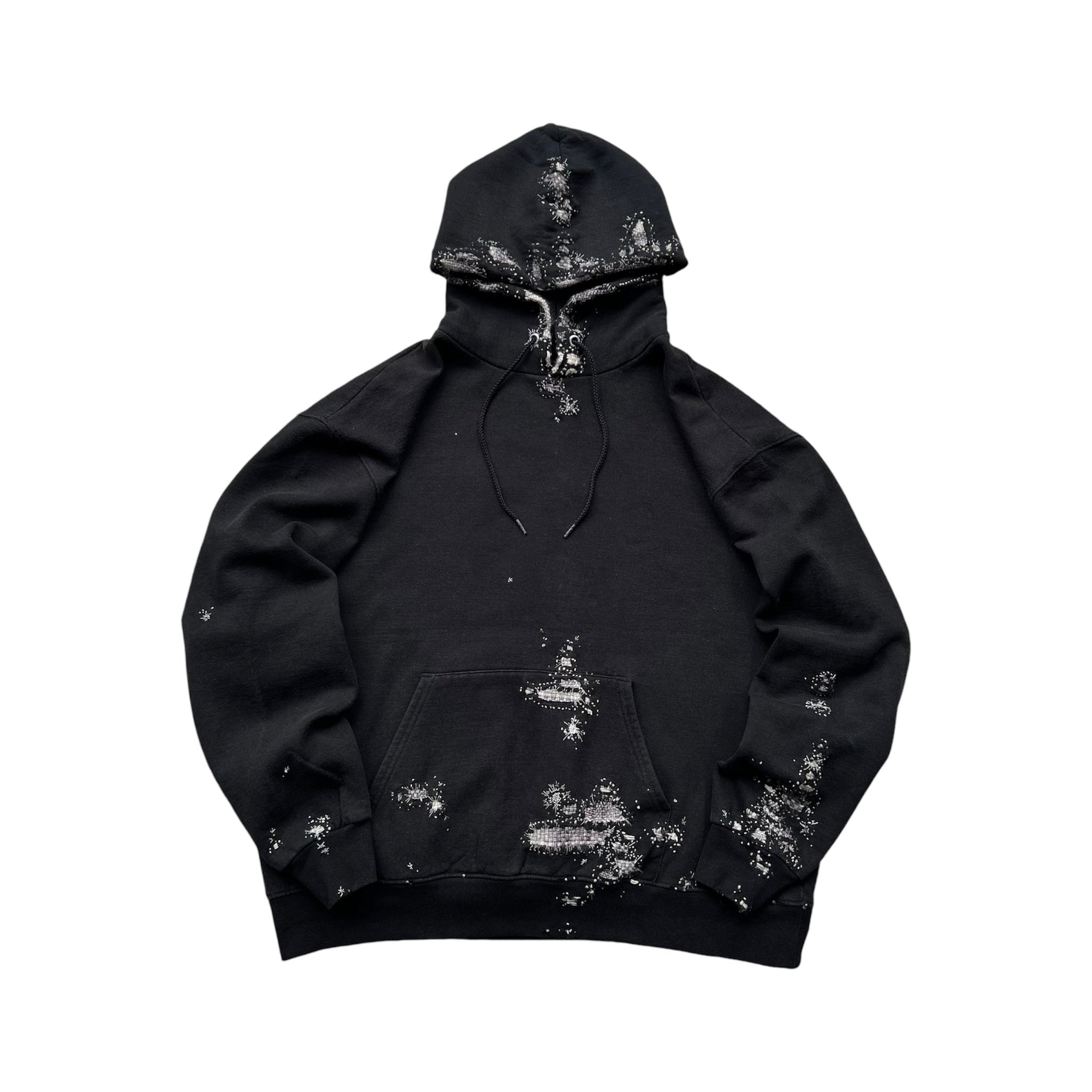 ""'Embroidered BORO Black Hoodie