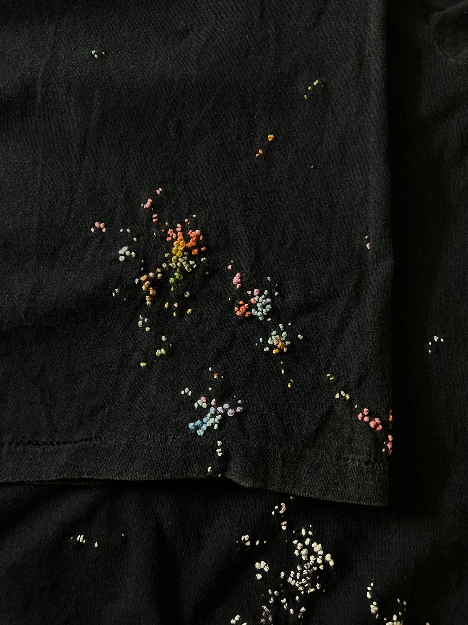 ""Embroidered "Dot" Black Faded tshirt