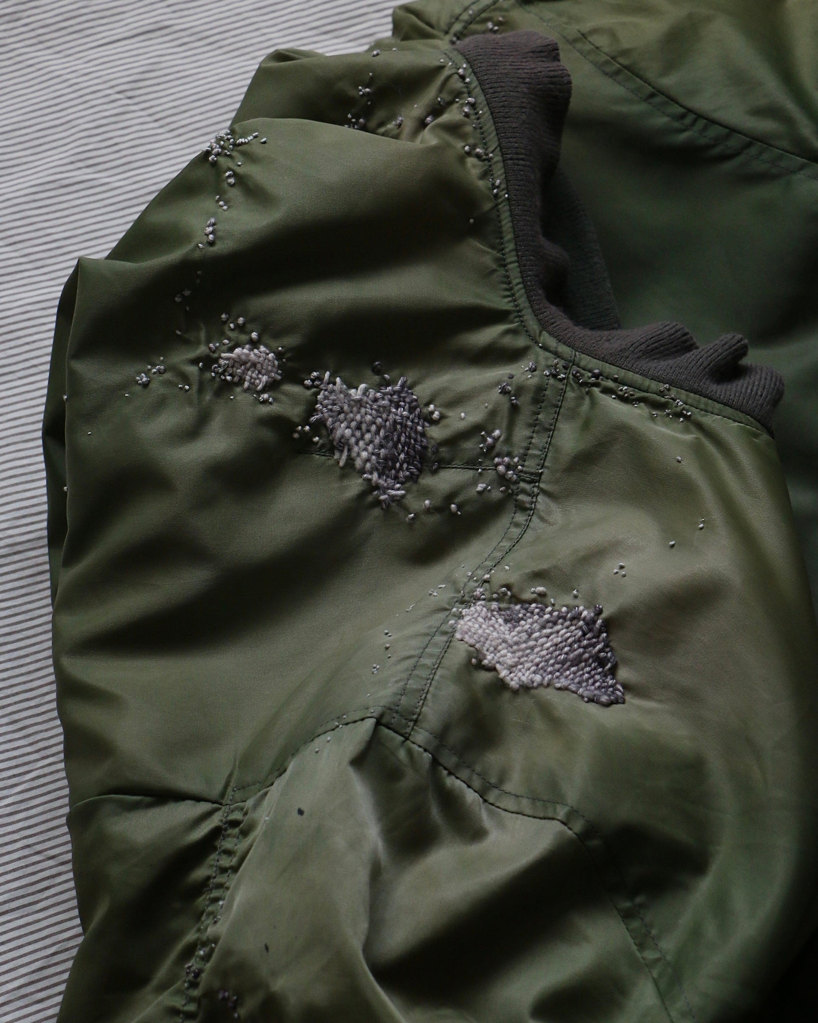 "Embroidered "Dot" Sun Faded Flight Jacket