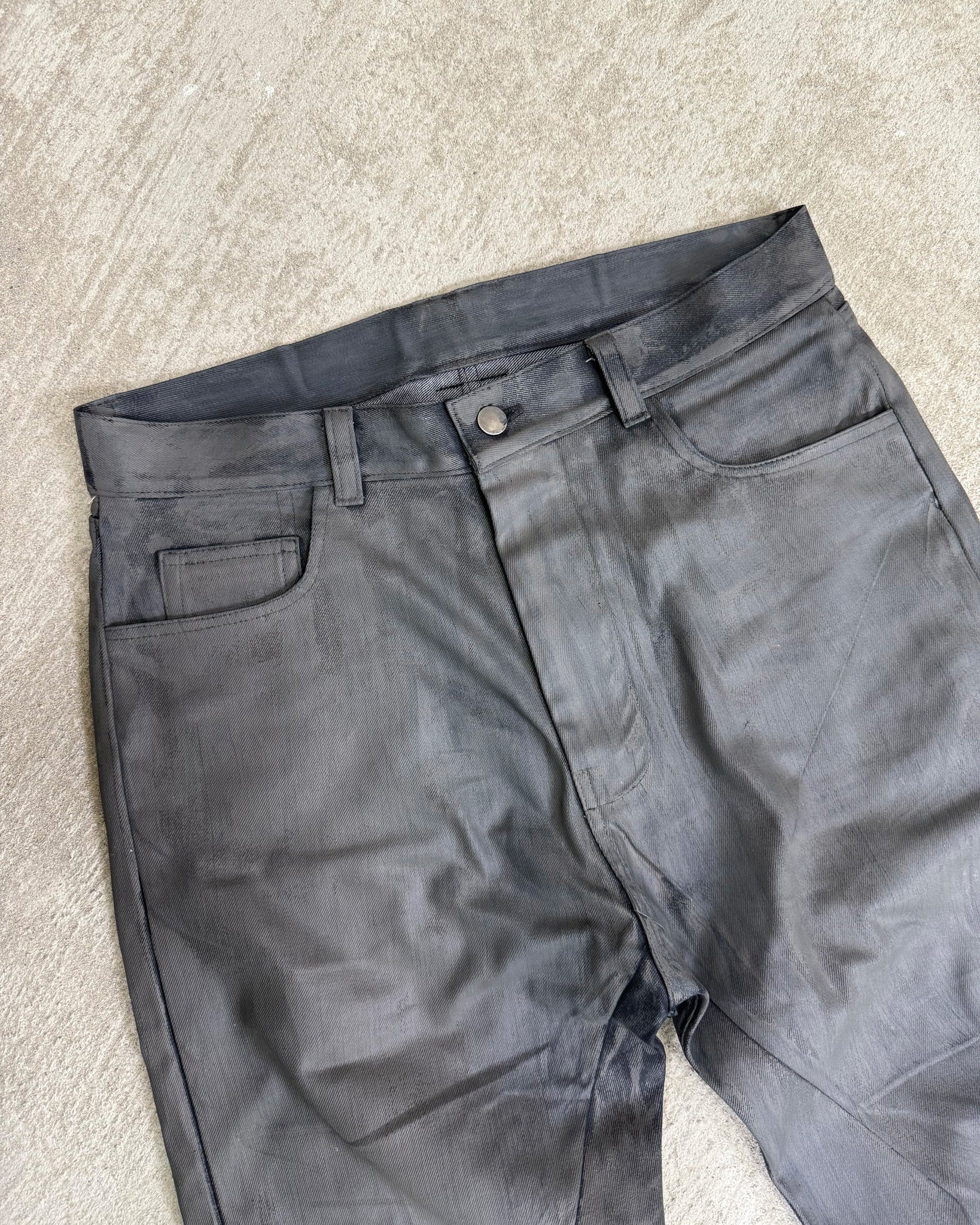 Oil Spill Grey Waxed Jeans