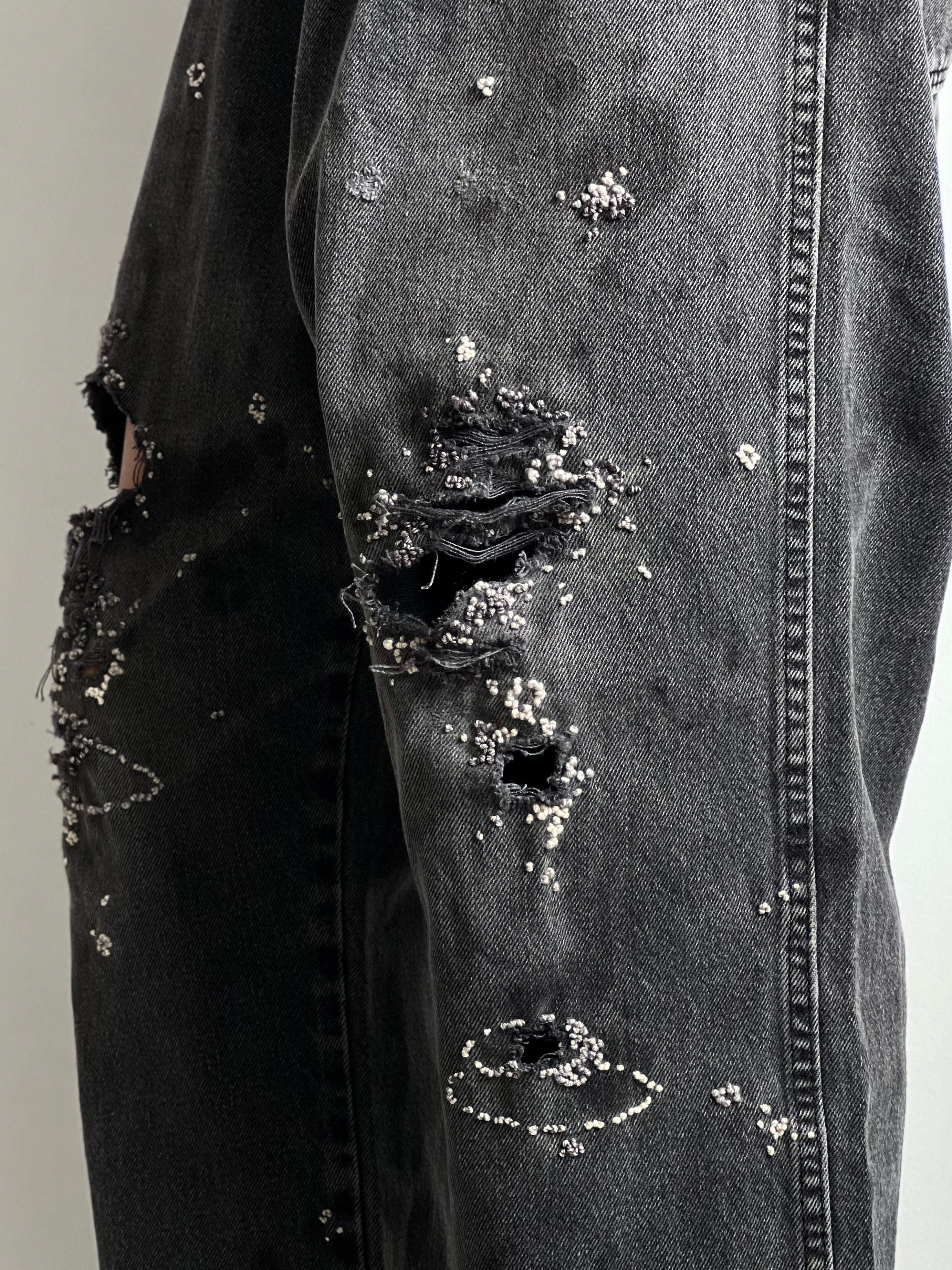 """Embroidered' Dot work pants