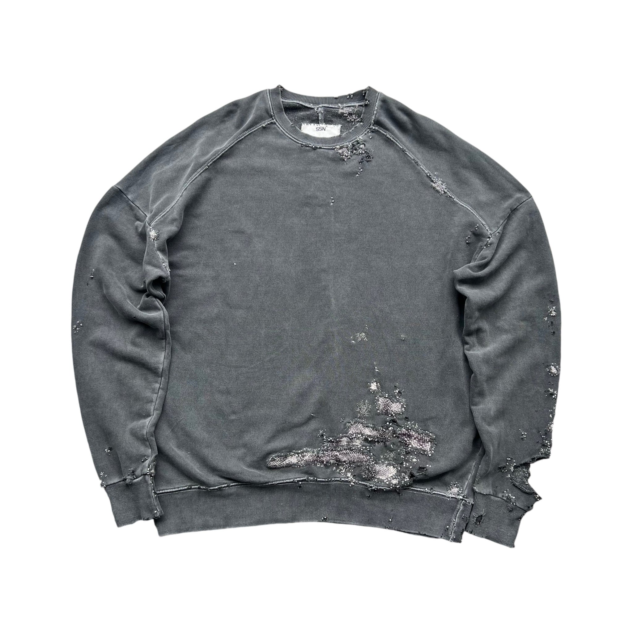 ""'Embroidered BORO Grey Sweater