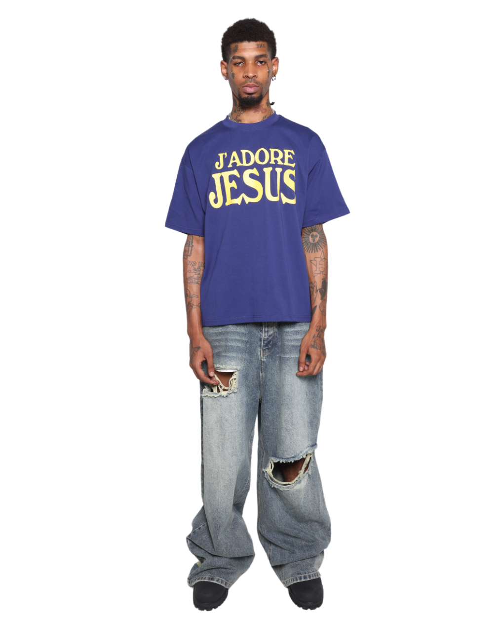 "J'ADORE JESUS" TEE - BLUE