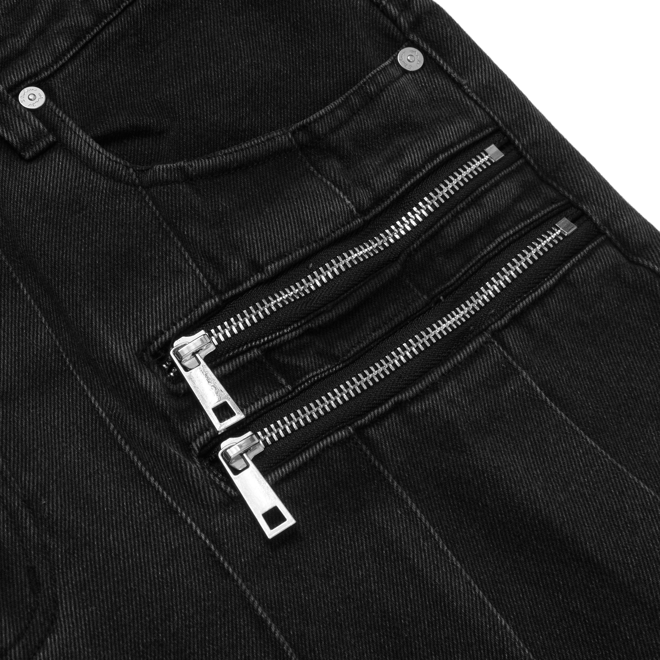 Pleated Black Denim