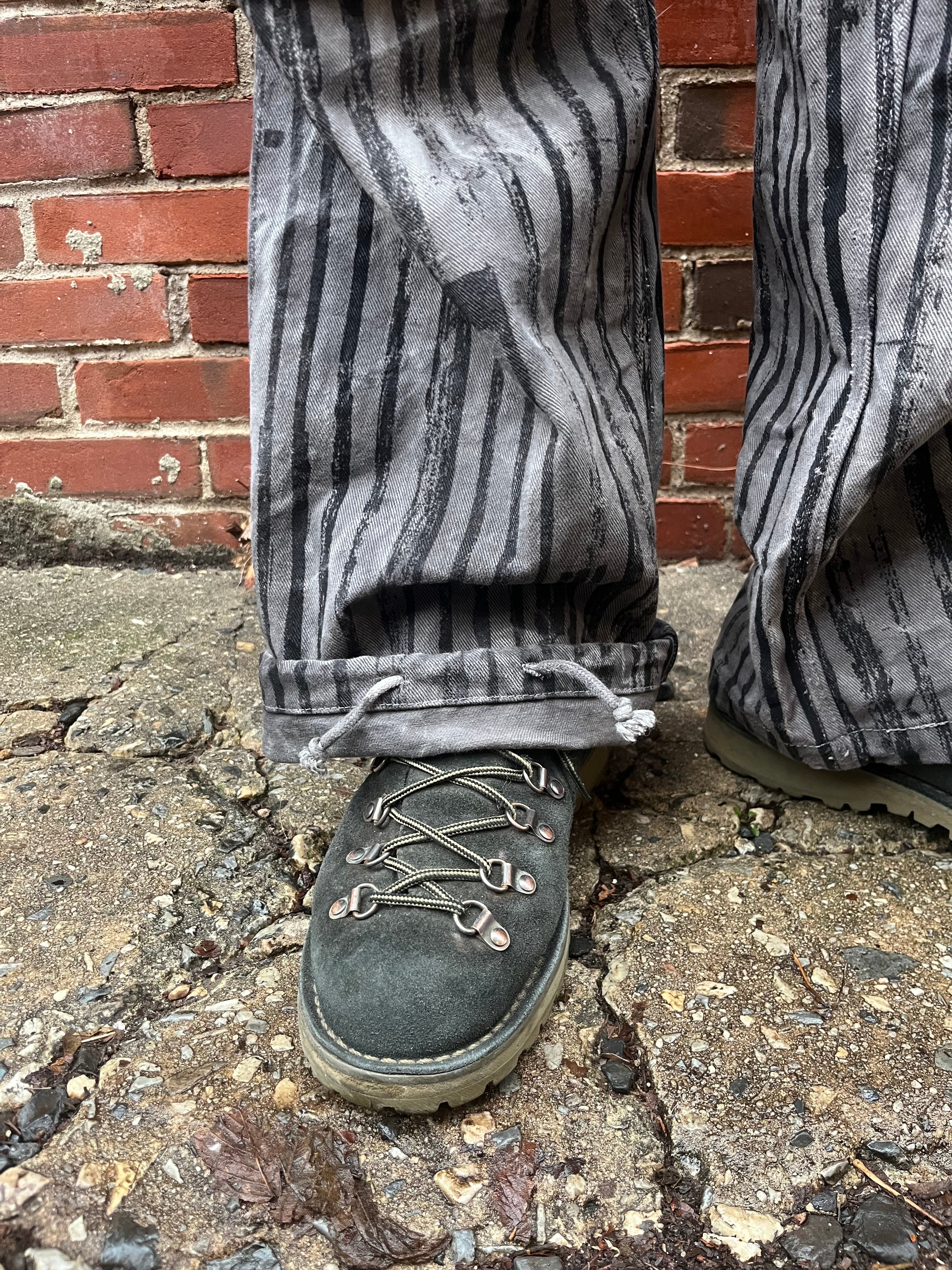 Utility Thwocket Pants - Acorn + Rust Dyed Stripe Denim