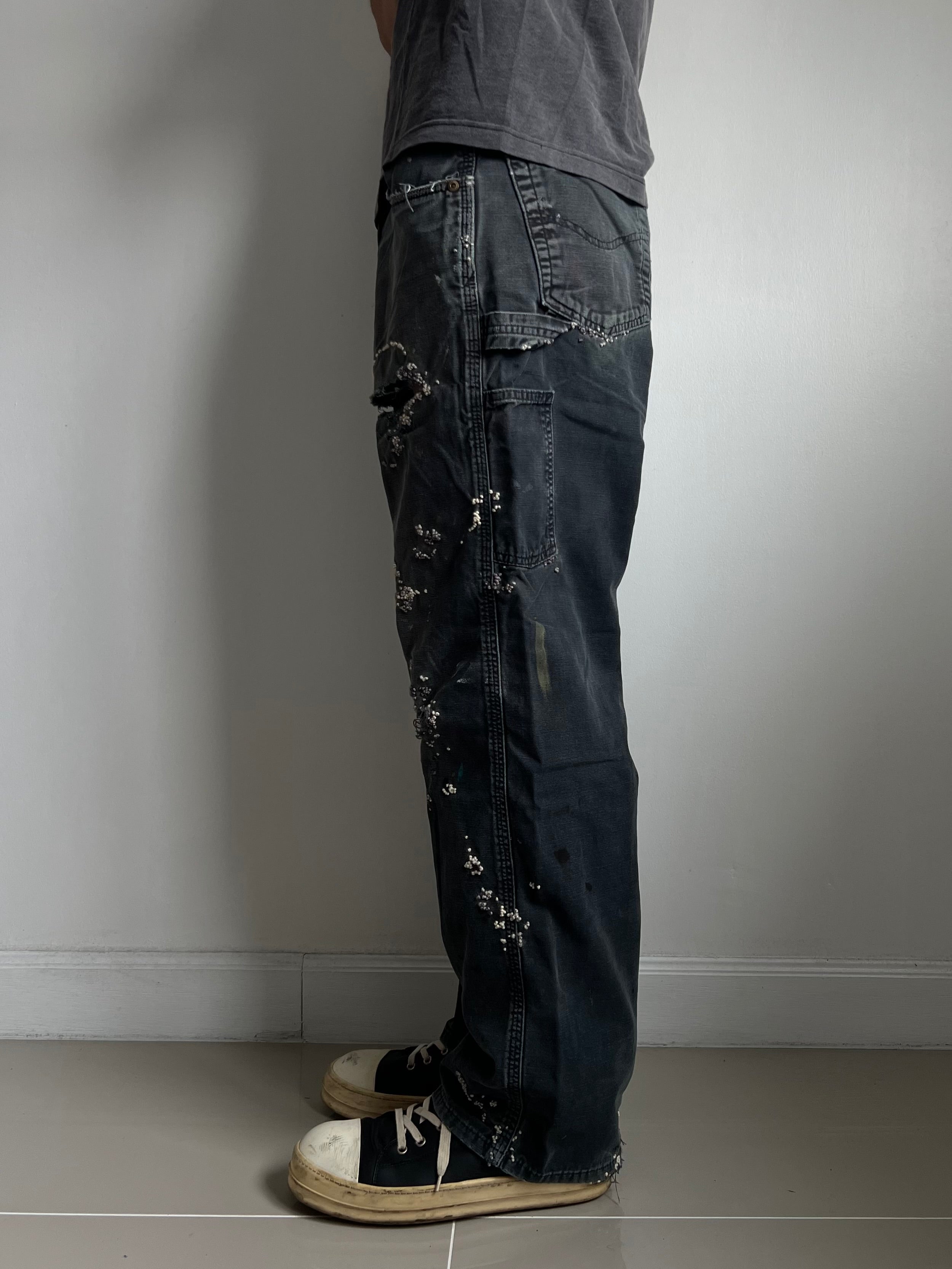 """Embroidered' Dot work pants