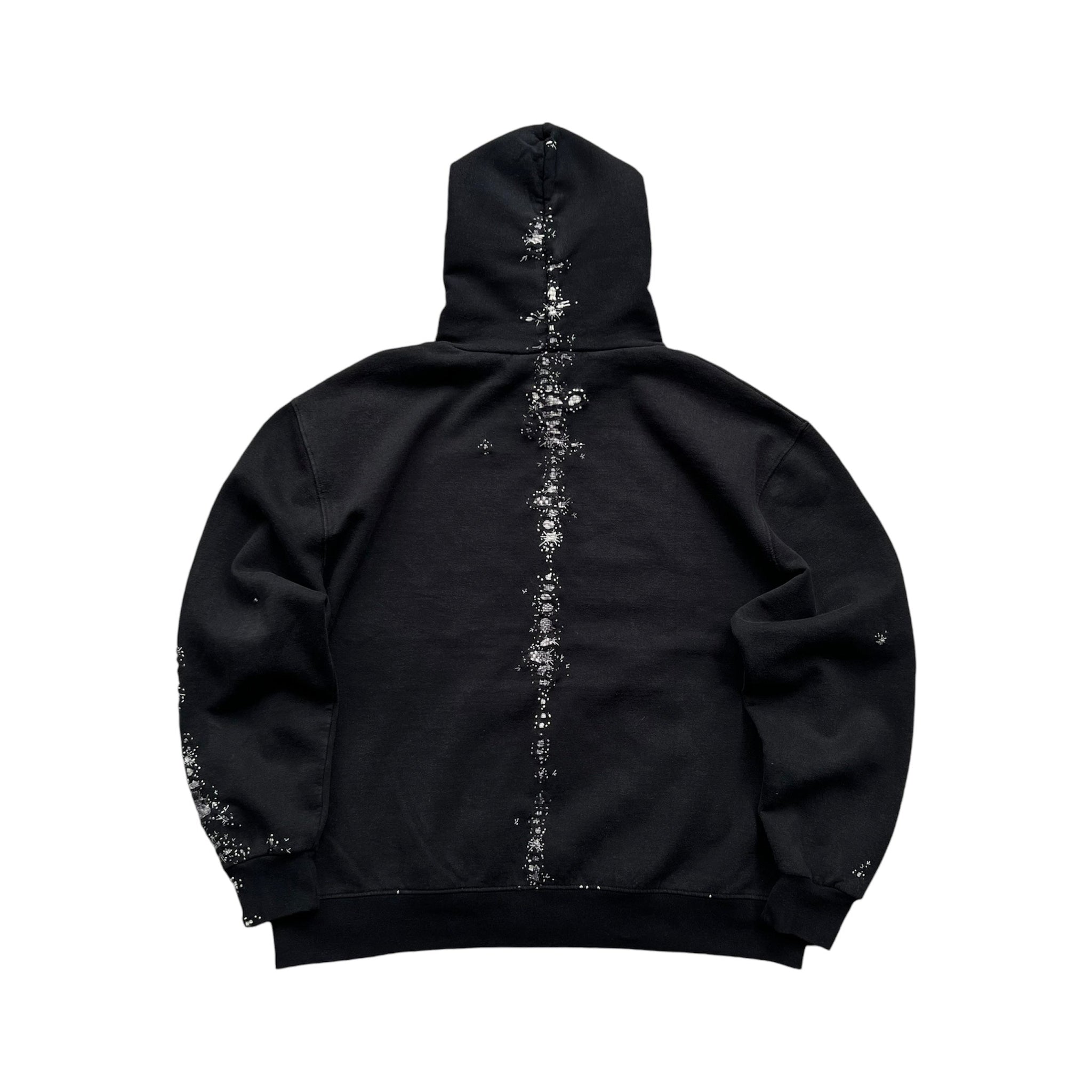 ""'Embroidered BORO Black Hoodie