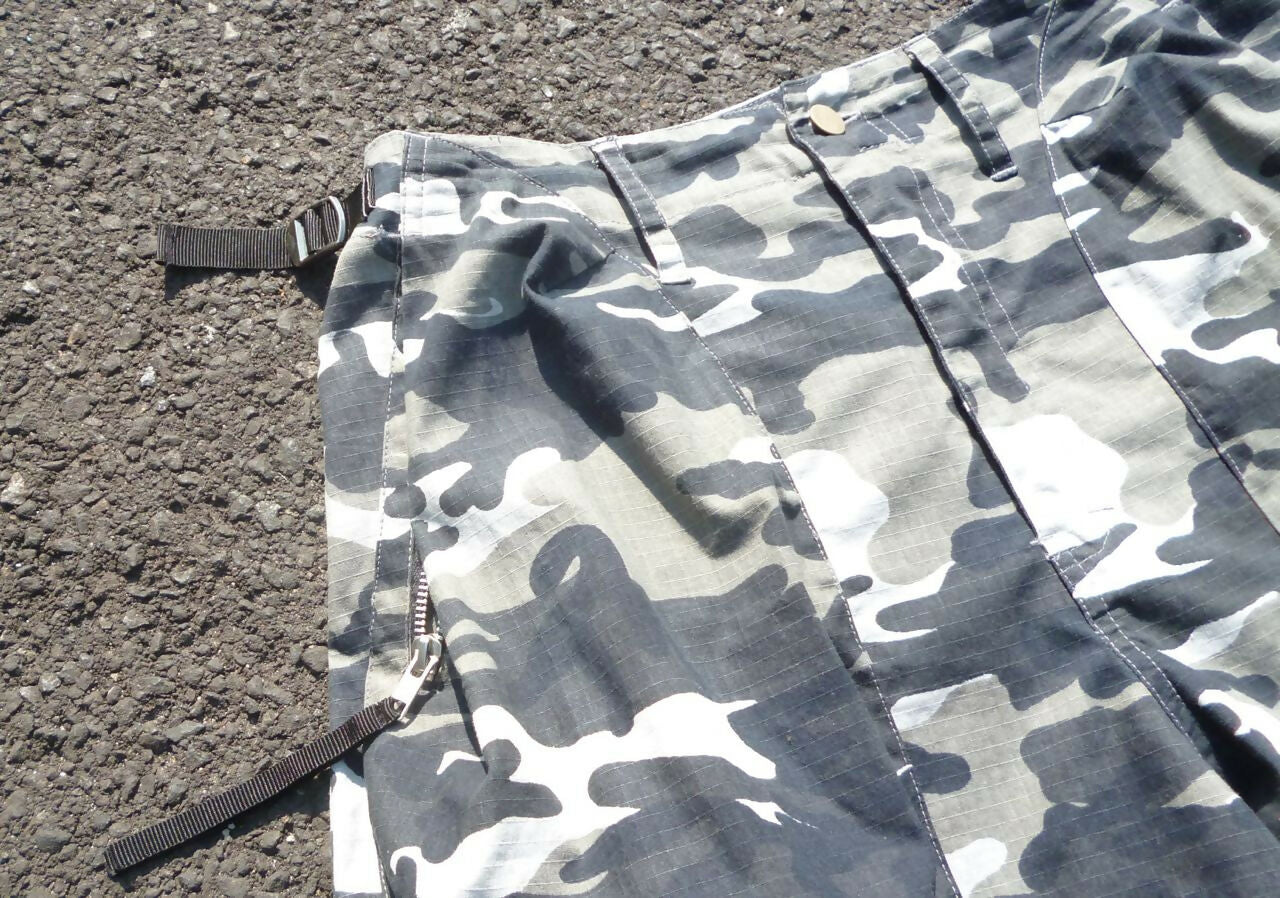 'Army' black white camo ripstop pants