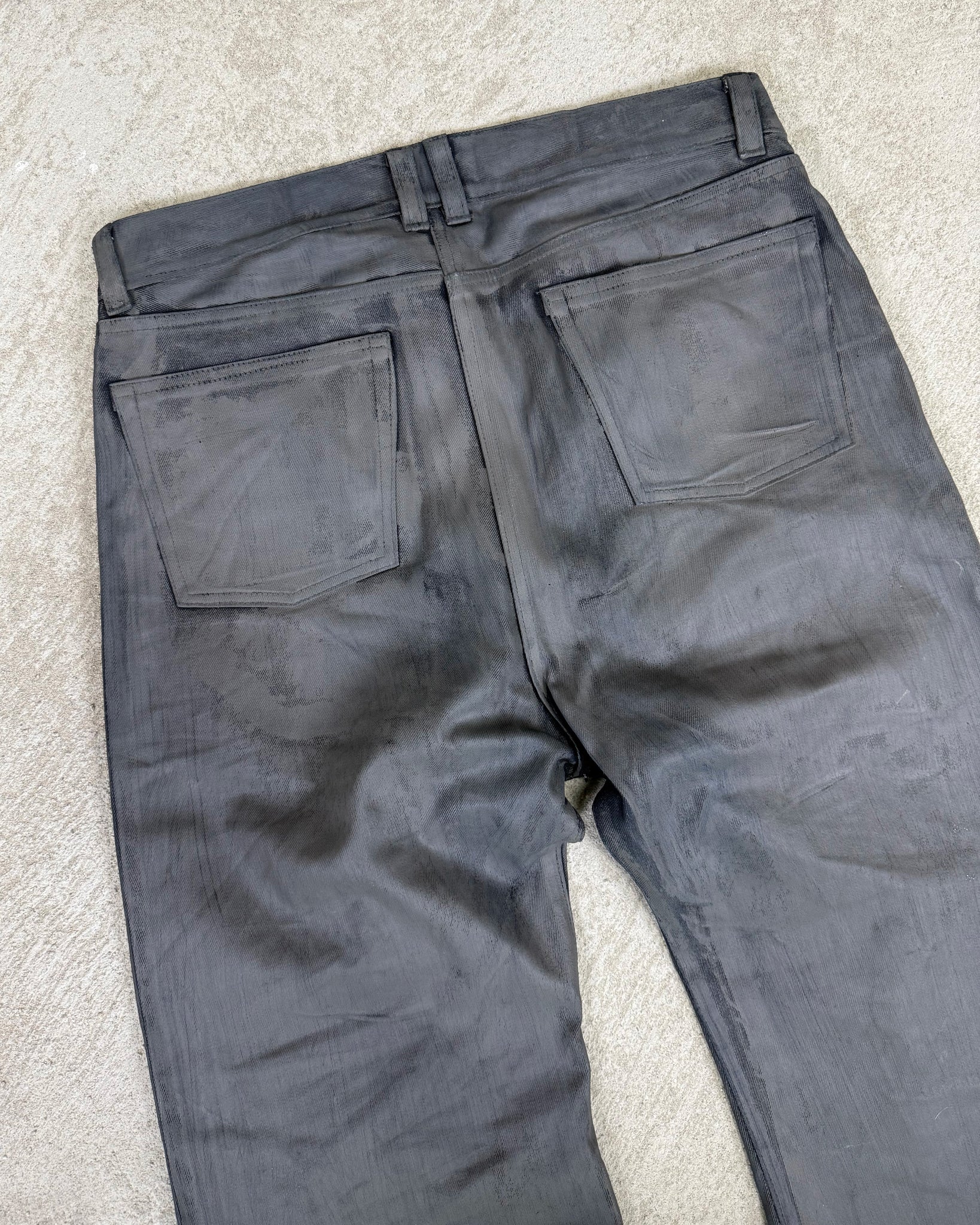 Oil Spill Grey Waxed Jeans