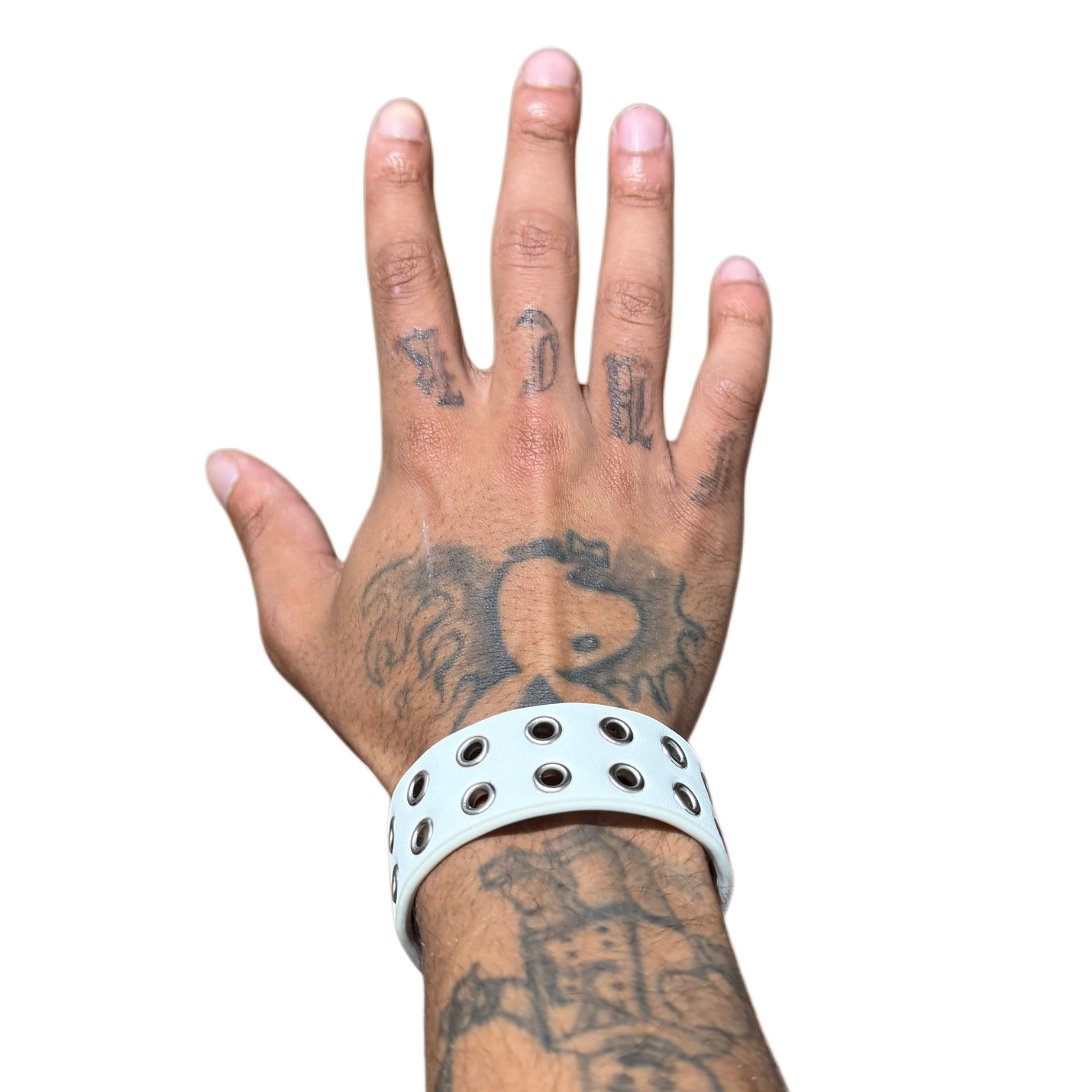LEATHER GROMMET BRACELET (WHITE)