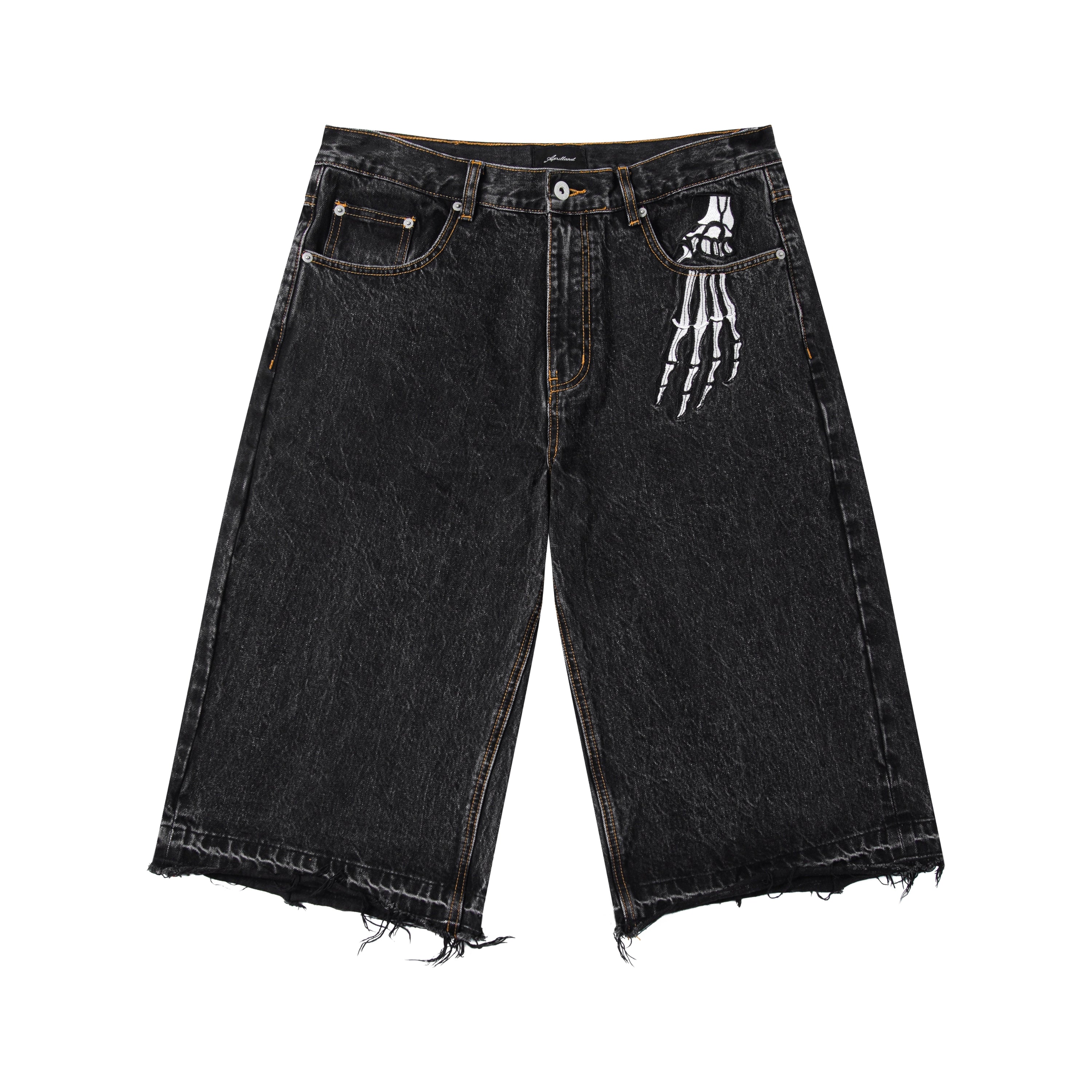 SELVEDGE DENIM SHORTS IN WASHED BLACK