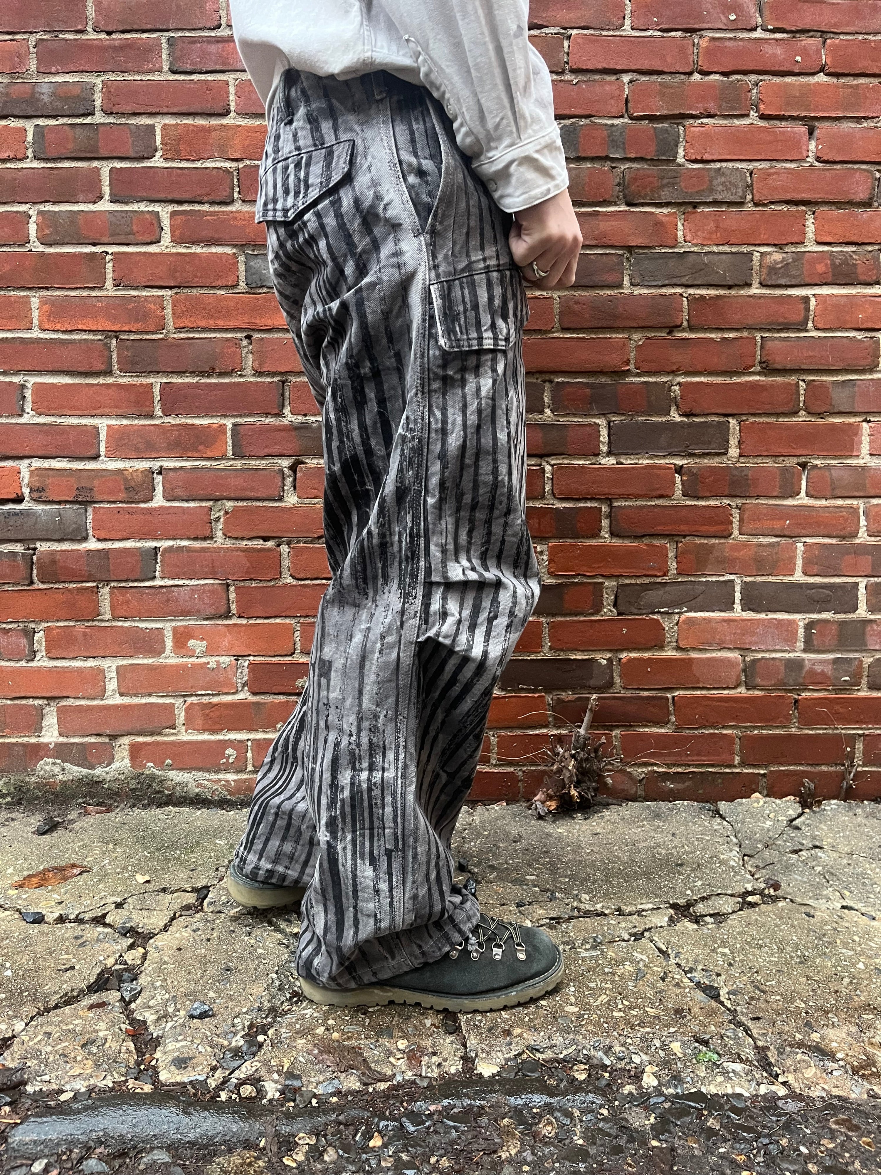 Utility Thwocket Pants - Acorn + Rust Dyed Stripe Denim