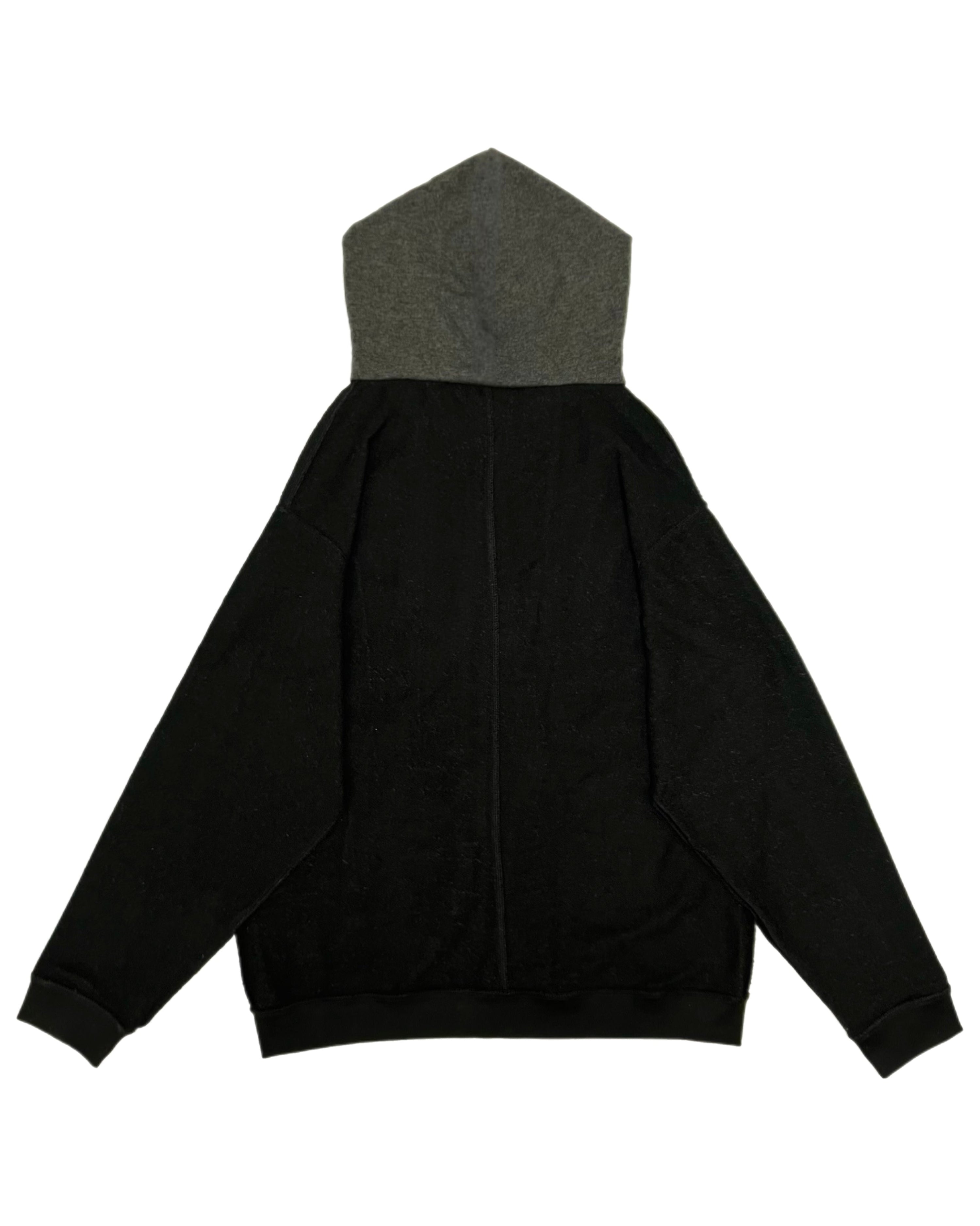 “ROUGH” Inside-Out Oversized Basic V Zip Hoodie