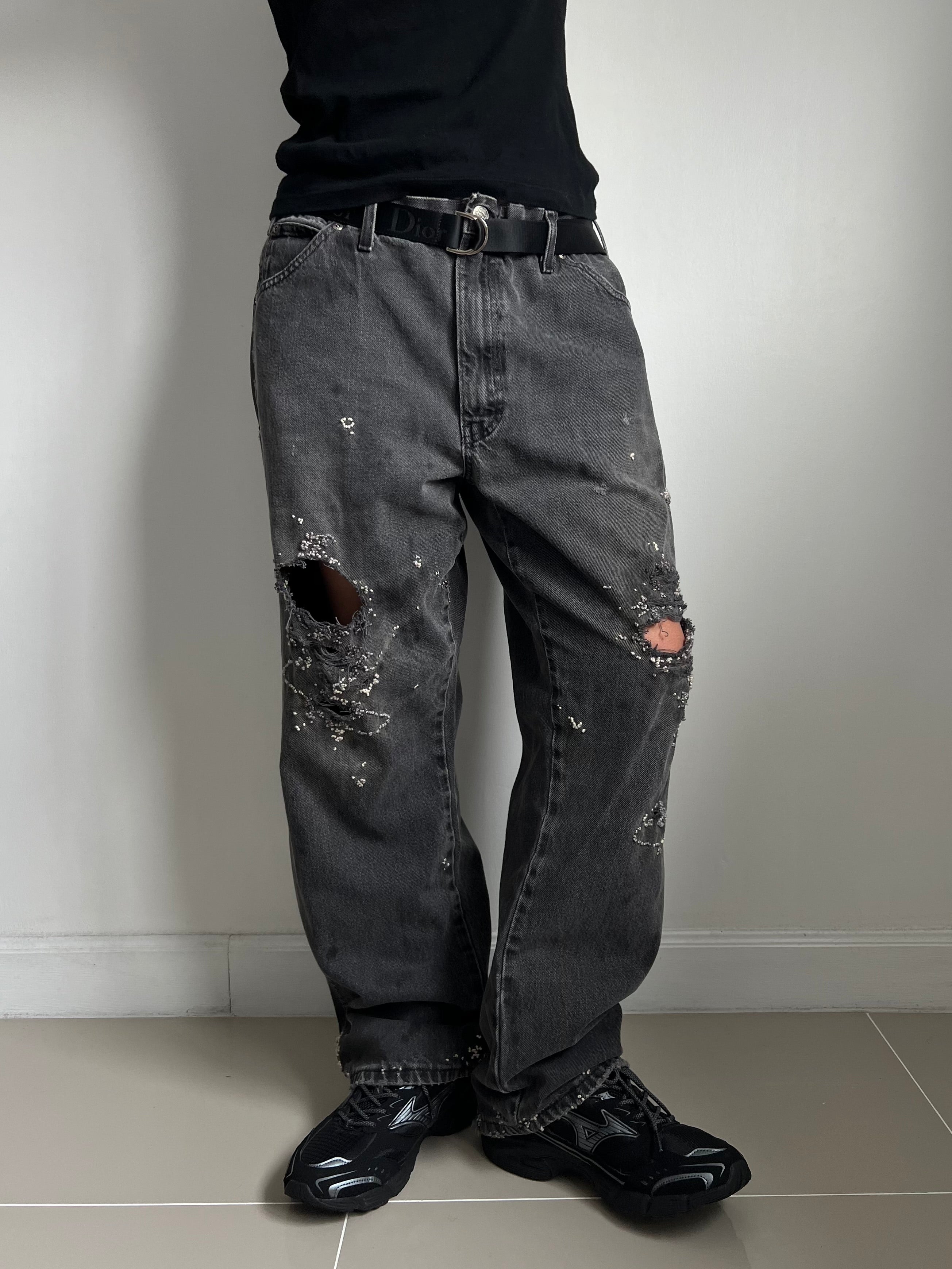 """Embroidered' Dot work pants