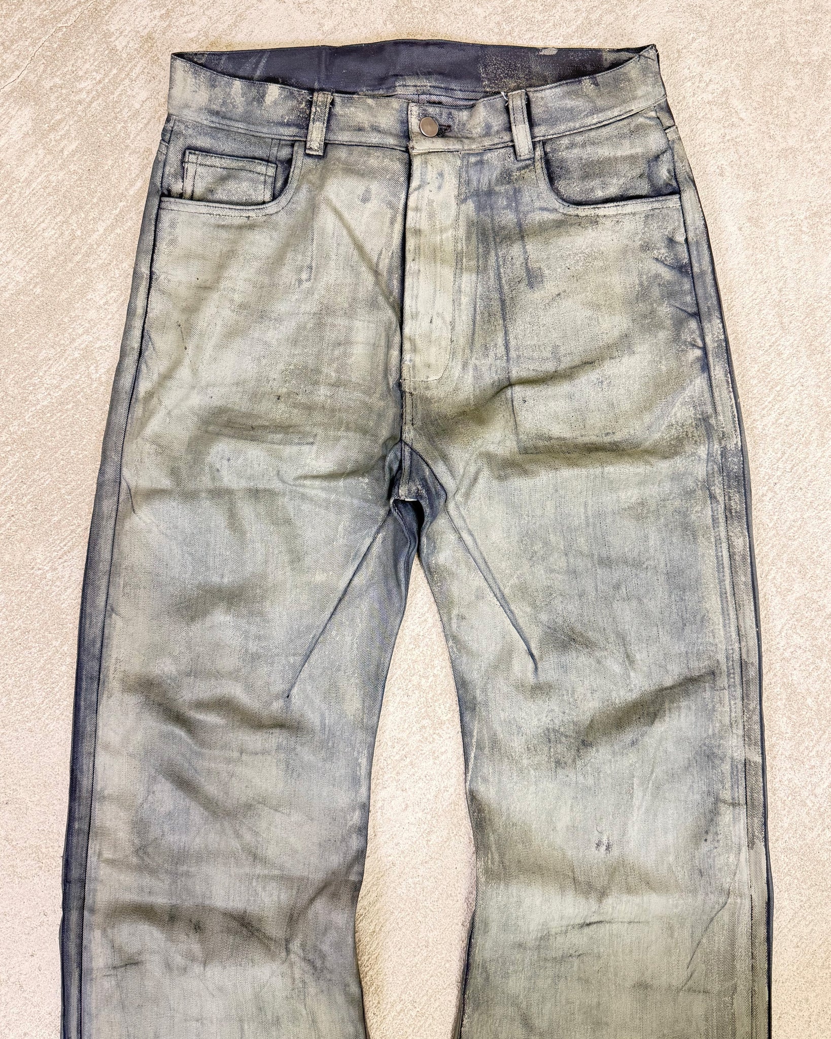 Oil Spill Tan Waxed Jeans