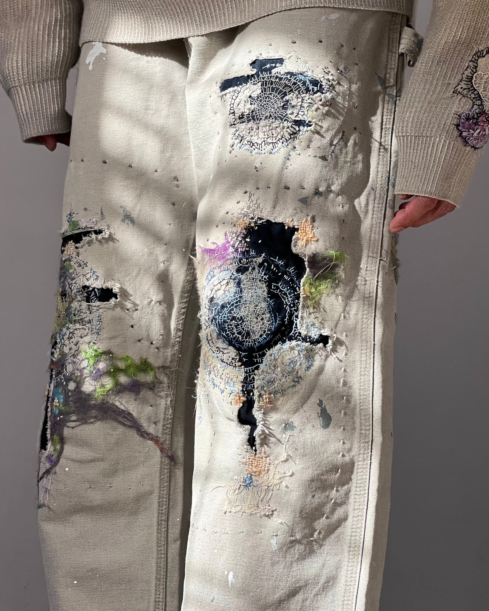 """Embroidered 'work pants