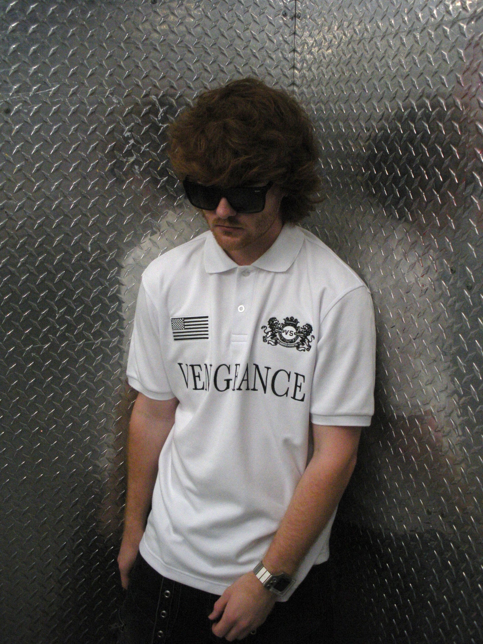 022 - Embroidered Vengeance Polo (White)