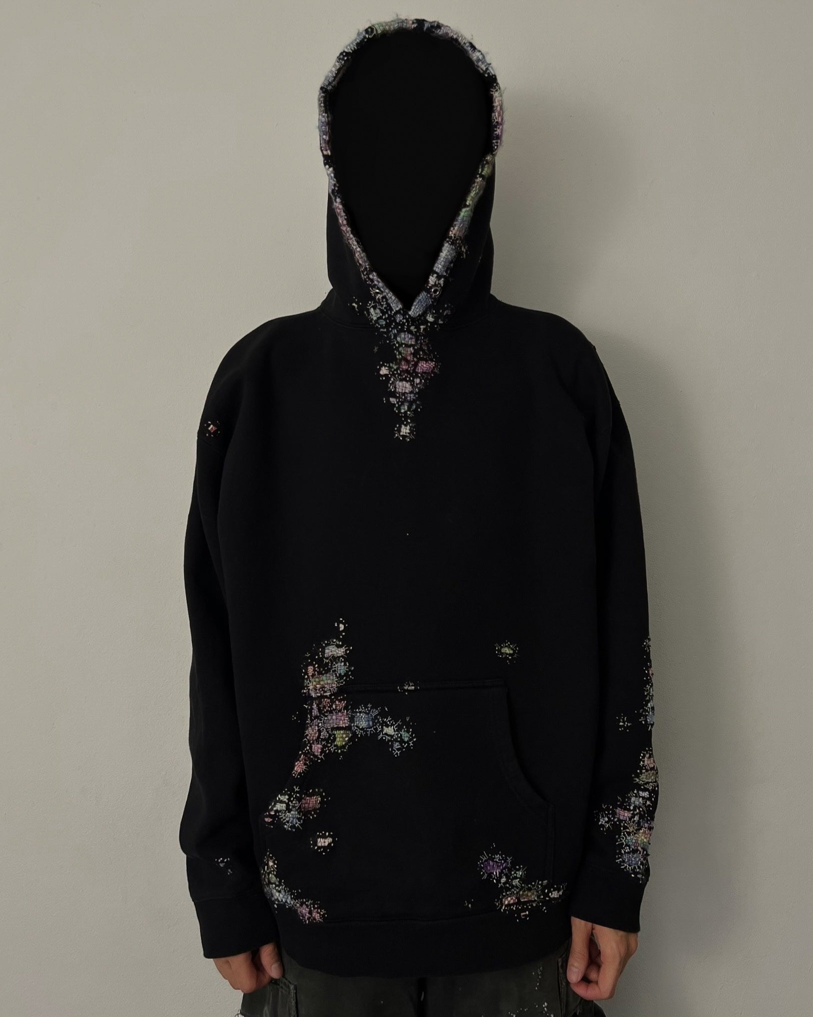 """Embroidered Black Hoodie