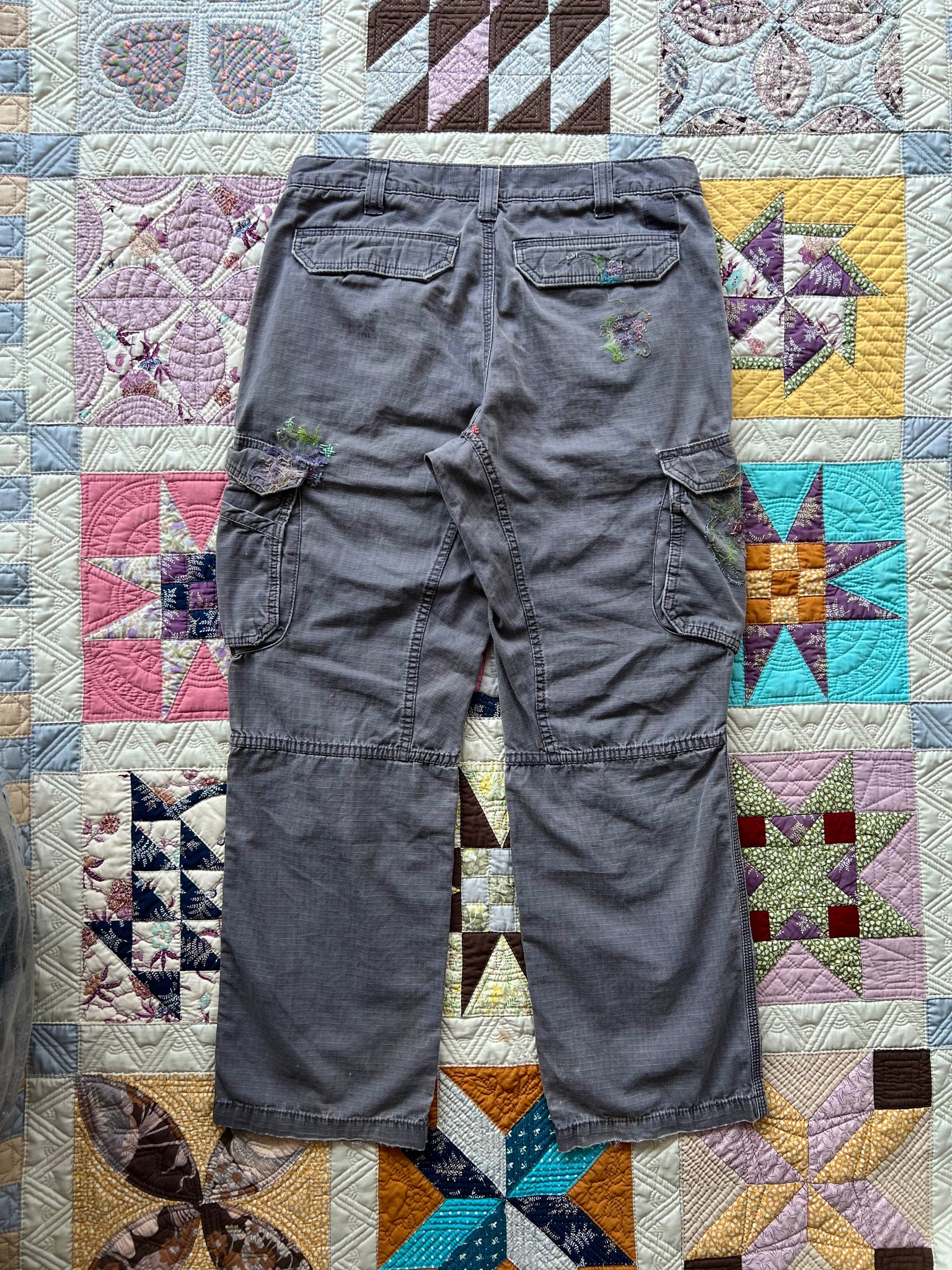 """Embroidered Grey Work Pants