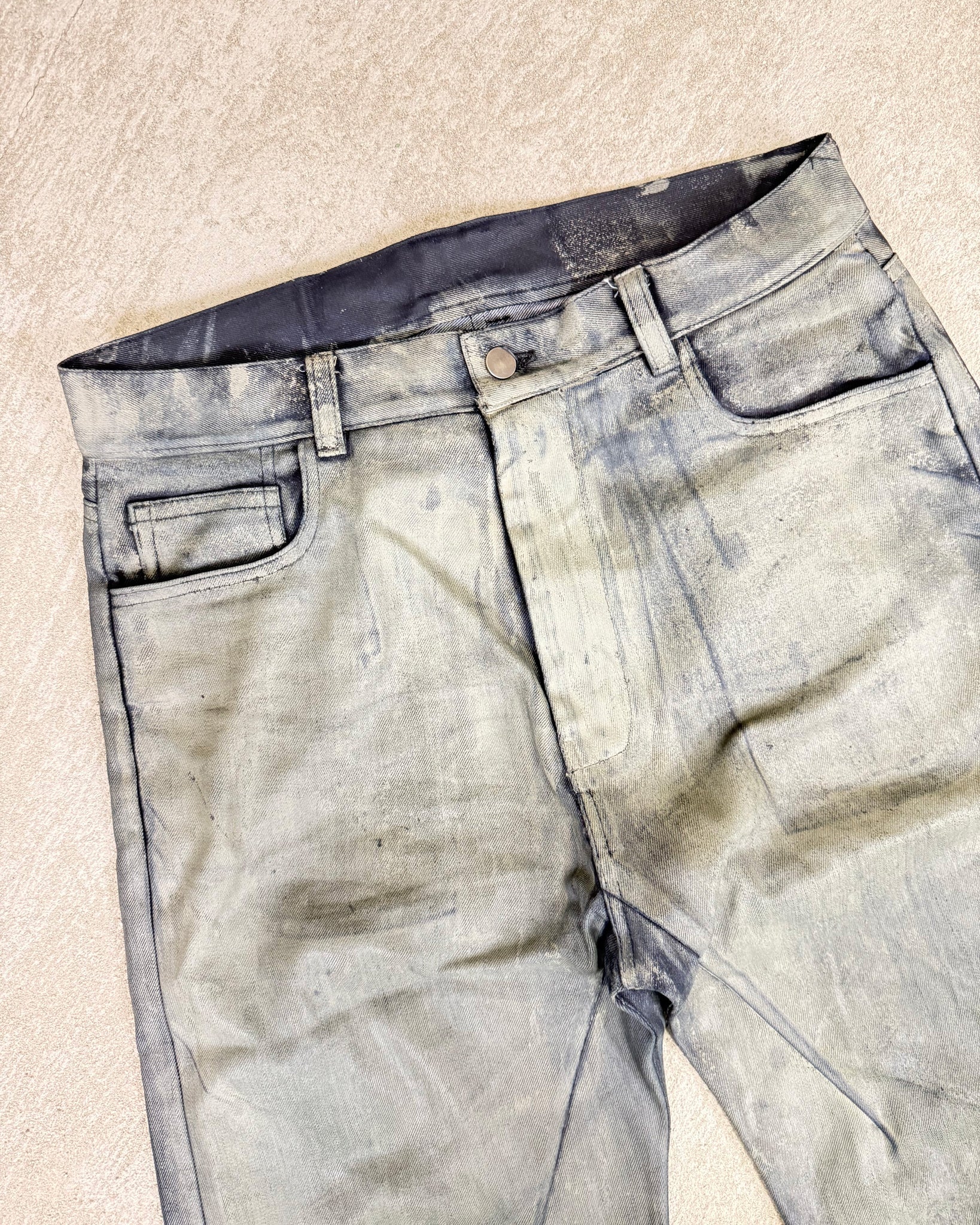 Oil Spill Tan Waxed Jeans