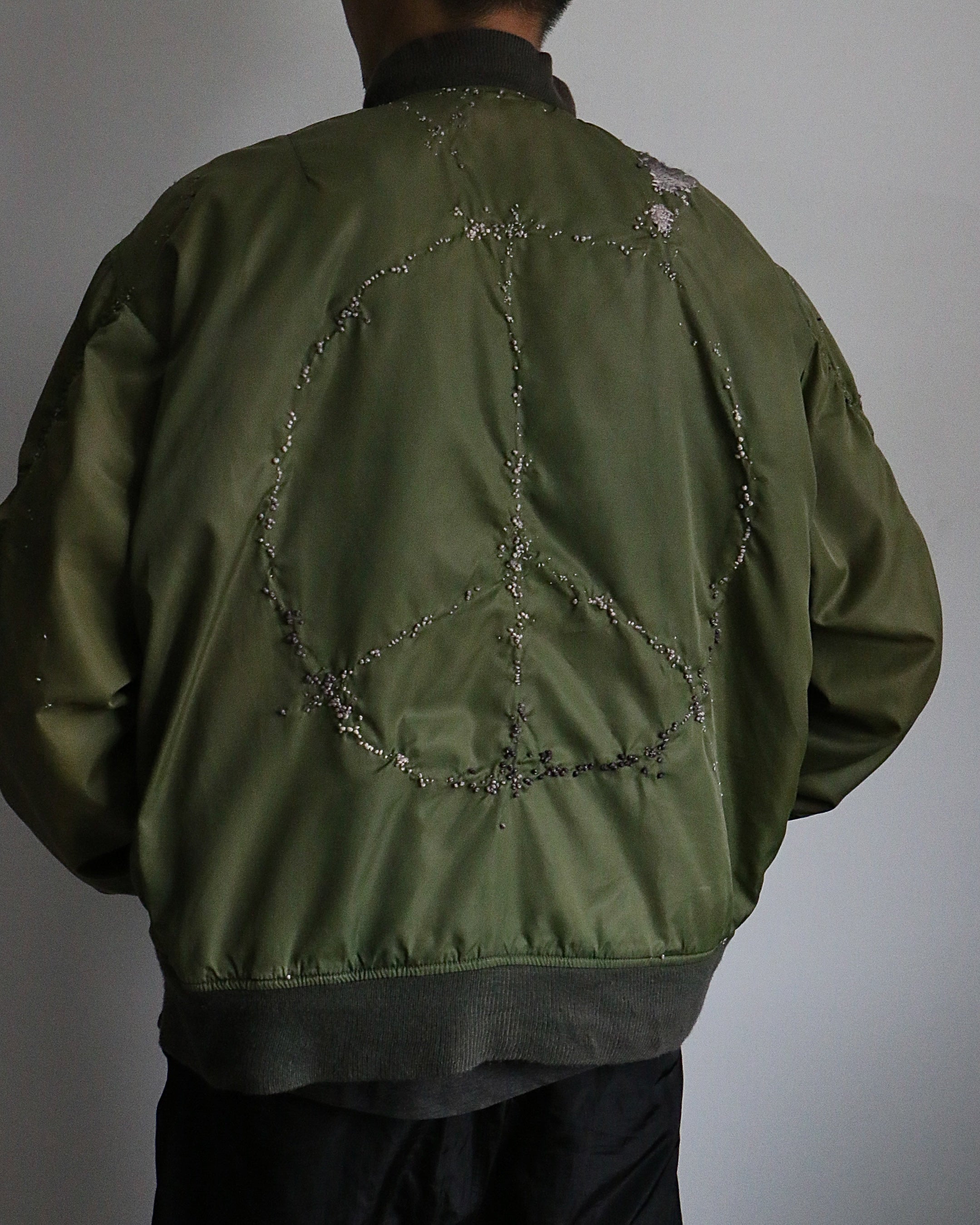 "Embroidered "Dot" Sun Faded Flight Jacket