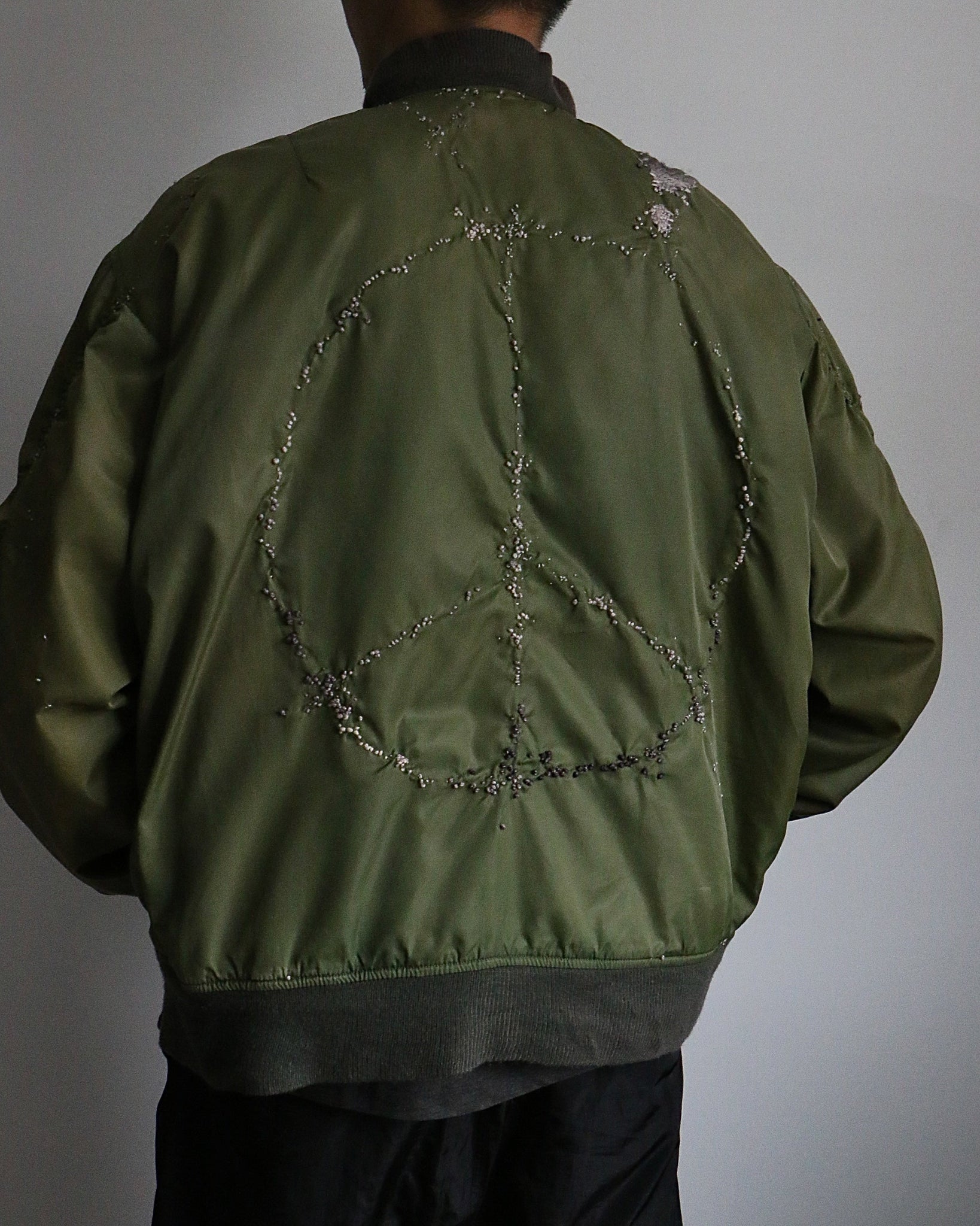 "Embroidered "Dot" Sun Faded Flight Jacket