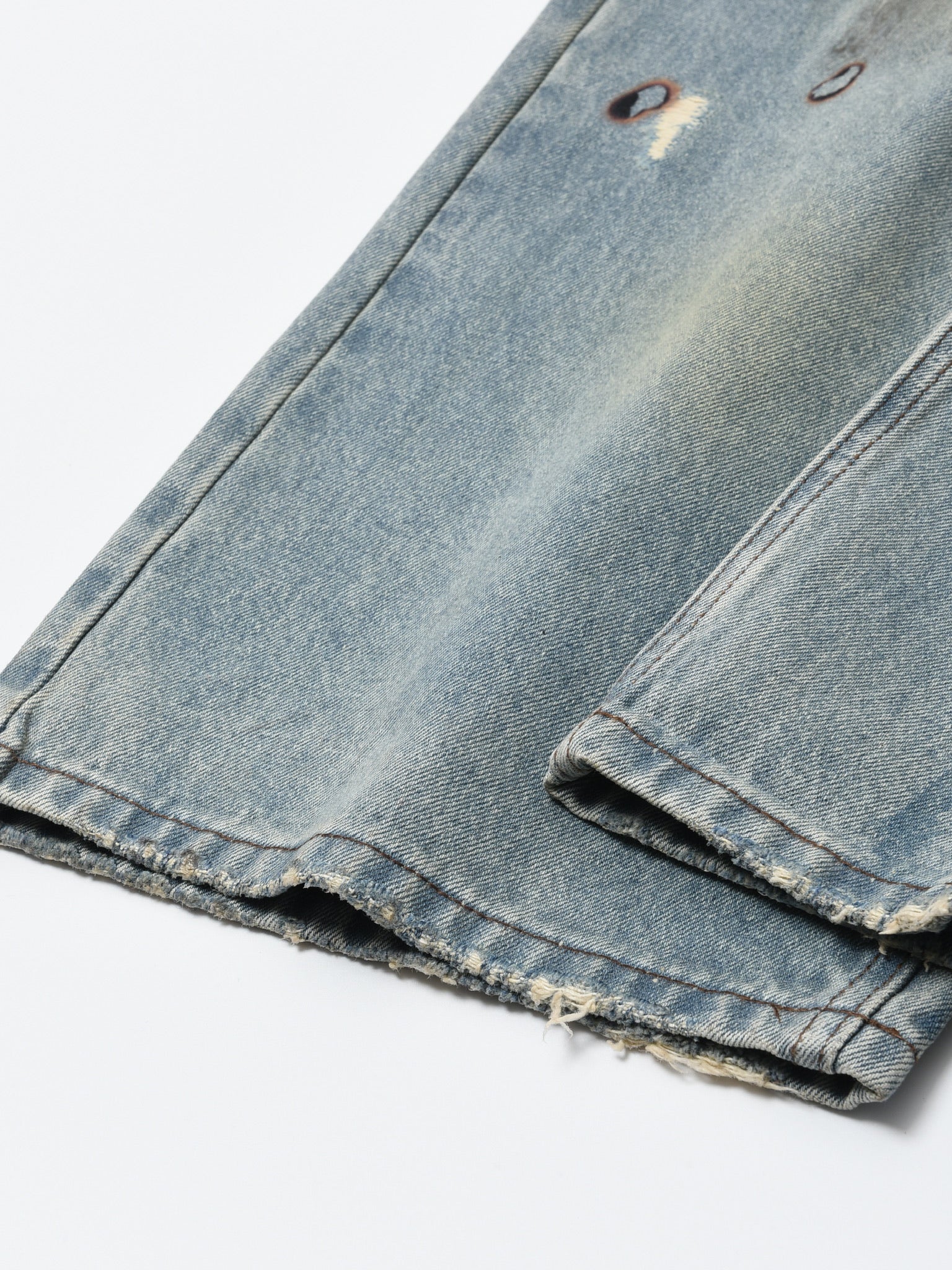 Dirty-Washed Brushing Wax Baggy Denim